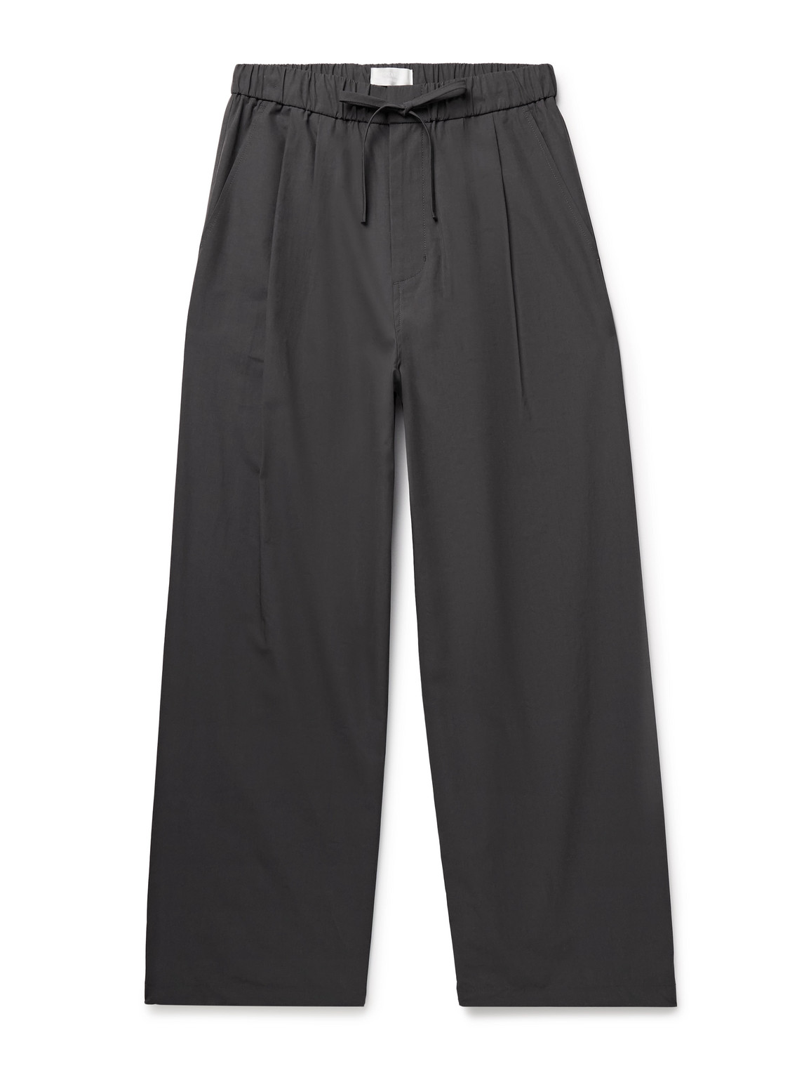 Wide-Leg Poplin Drawstring Trousers