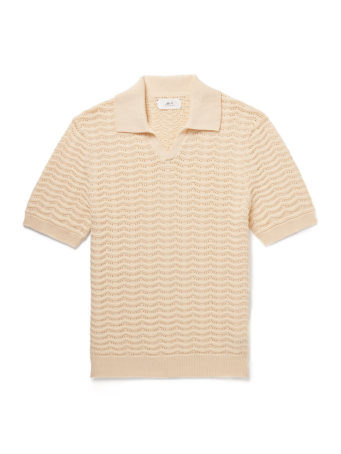Pointelle-Knit Organic Cotton Polo Shirt