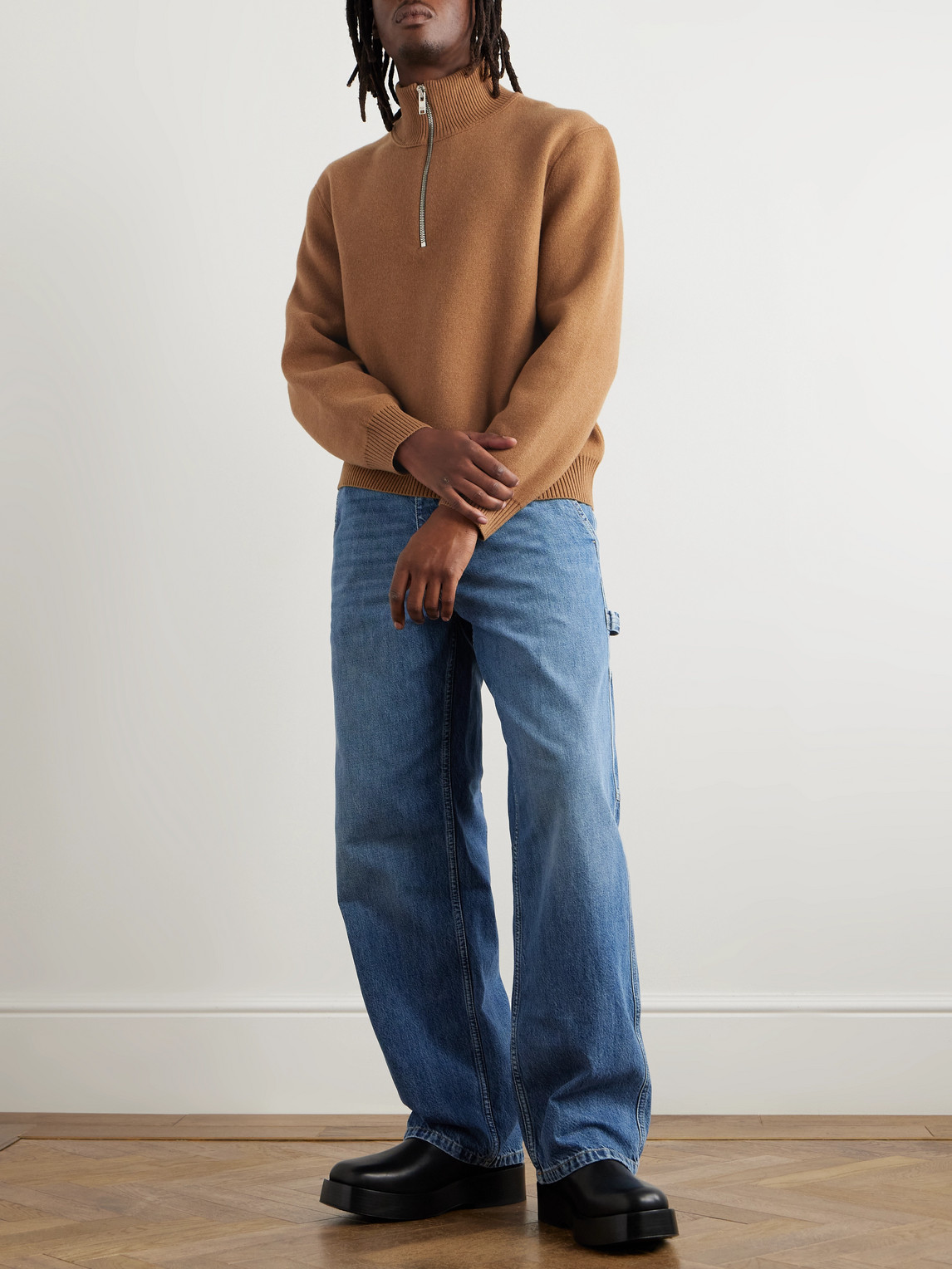 Cashmere-Blend Half-Zip Sweater