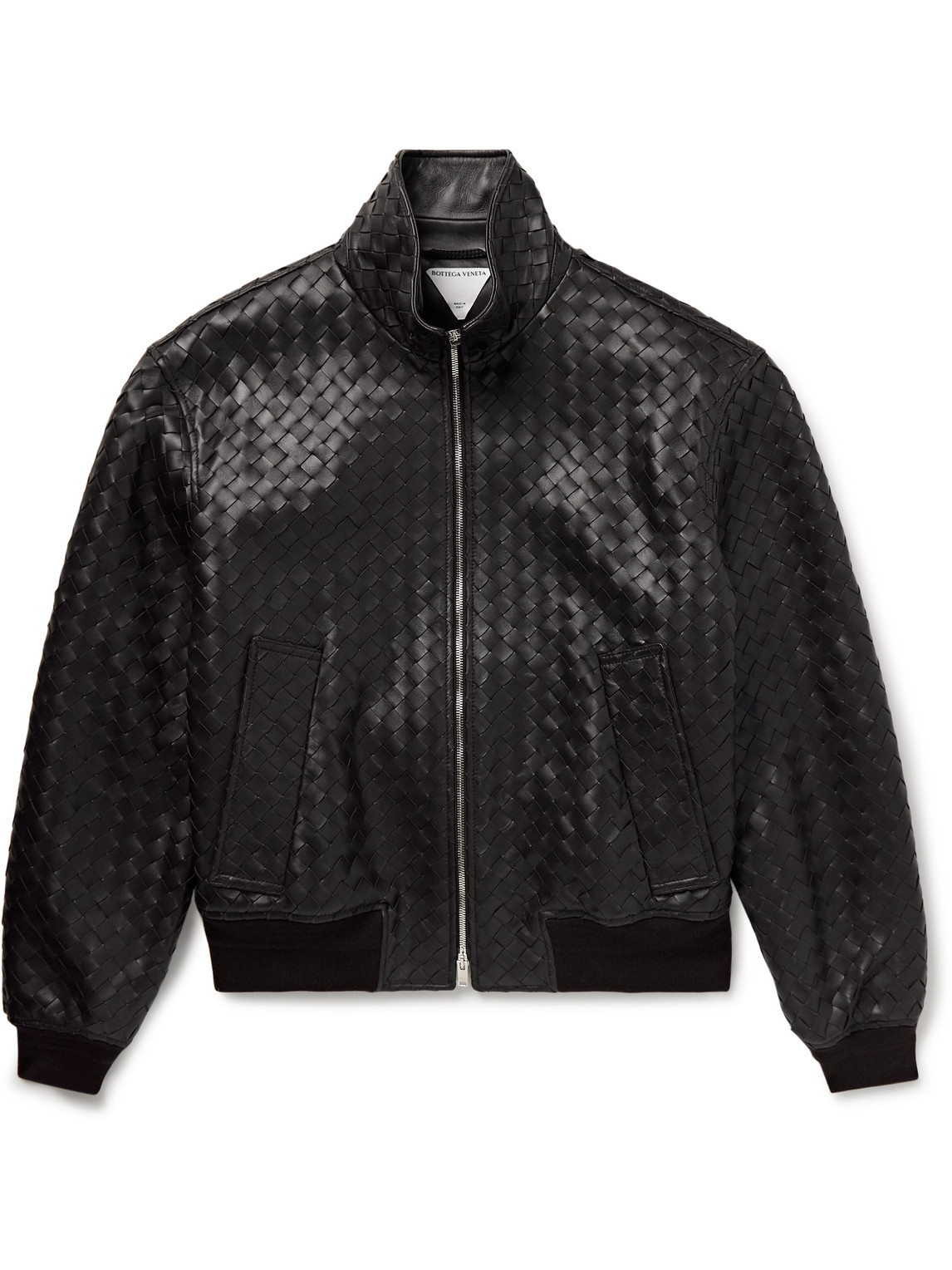Bottega Veneta Intrecciato Leather Blouson Jacket In Brown