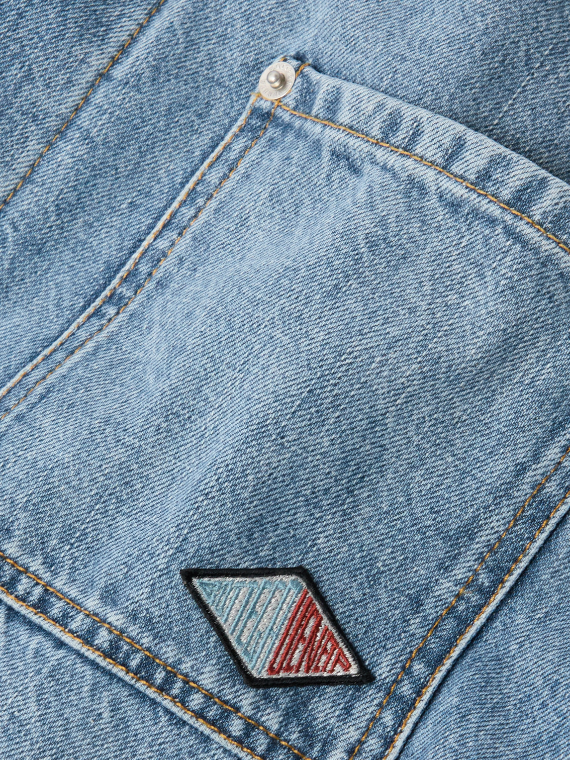 Shop Bottega Veneta Logo-appliquéd Suede-trimmed Denim Jacket In Blue