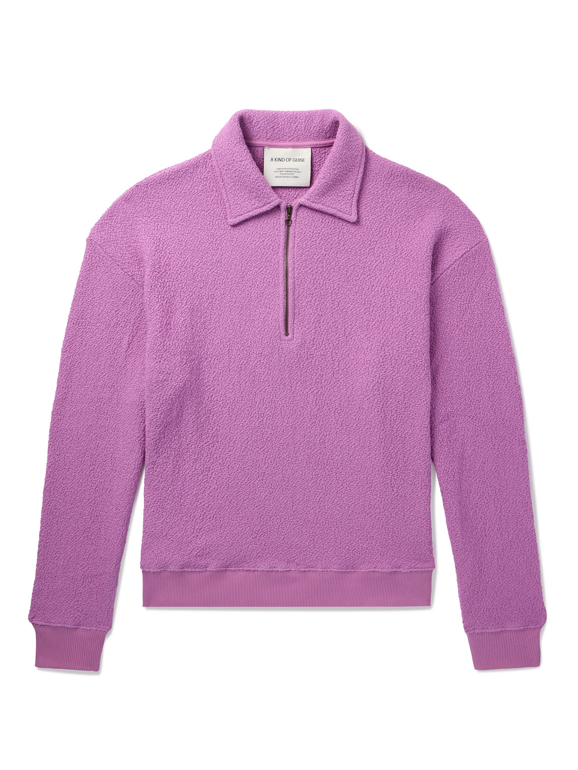 A Kind Of Guise Madu Cotton-bouclé Half-zip Sweatshirt In Pink