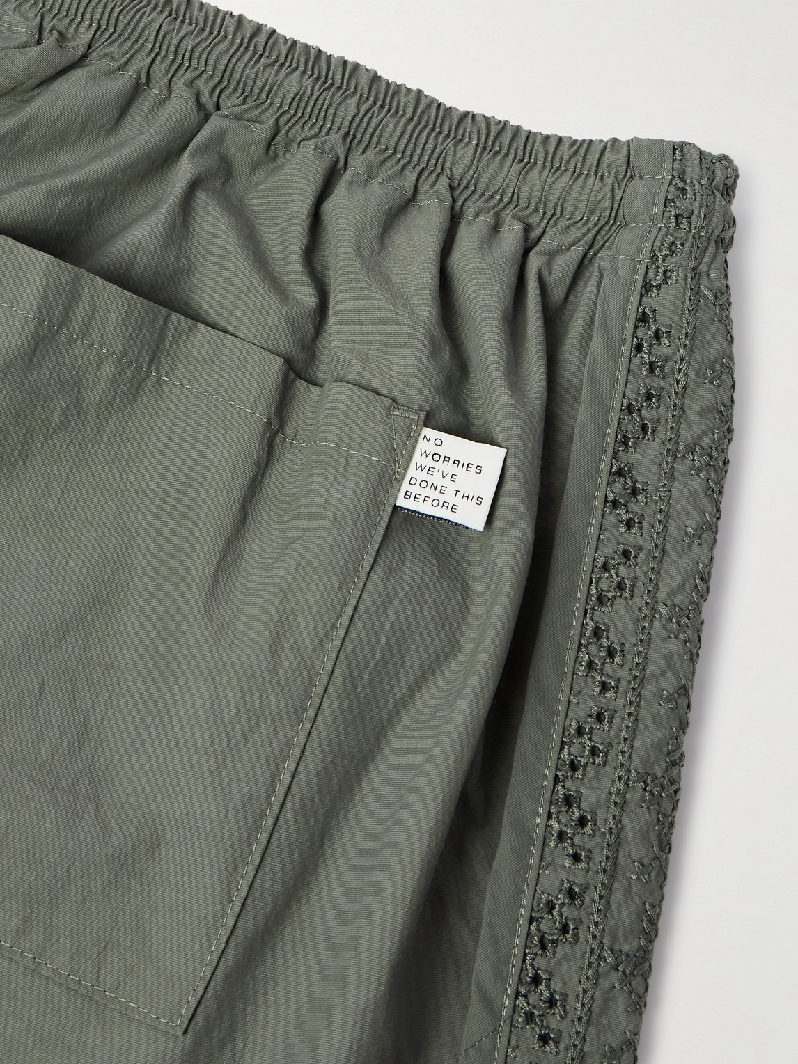 A KIND OF GUISE BIBILE STRAIGHT-LEG EMBROIDERED RECYCLED-SHELL SHORTS