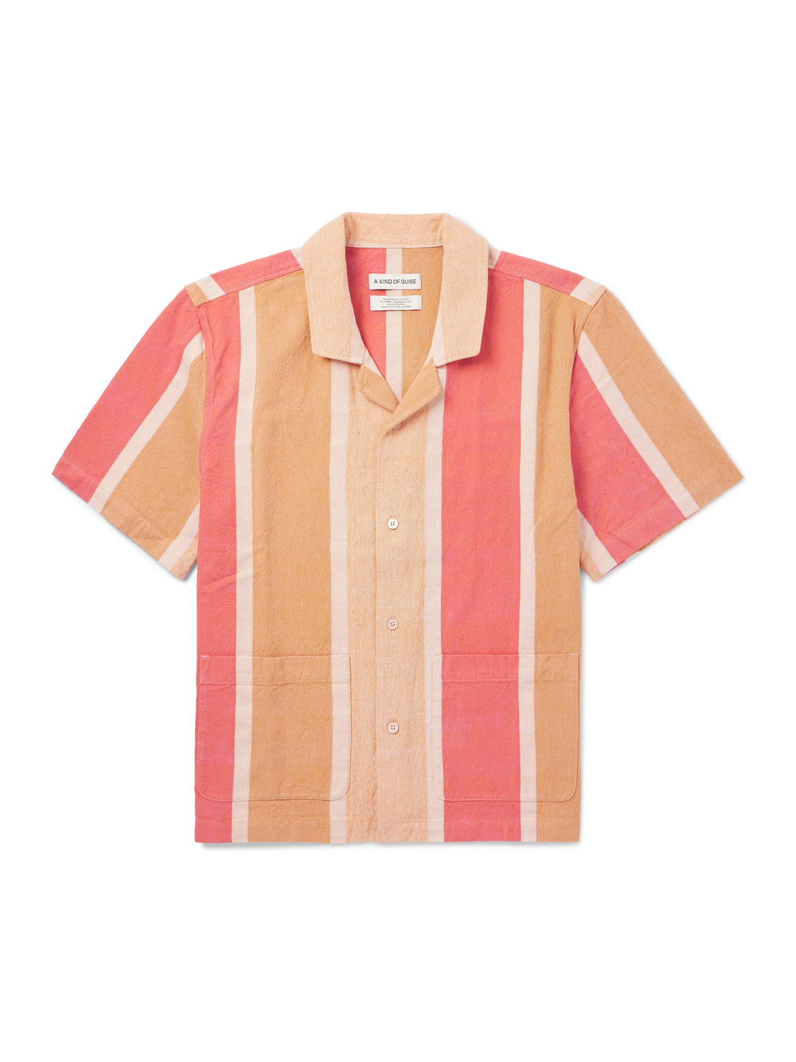 A Kind Of Guise Salvi Striped Camp-collar Cotton Shirt In Orange