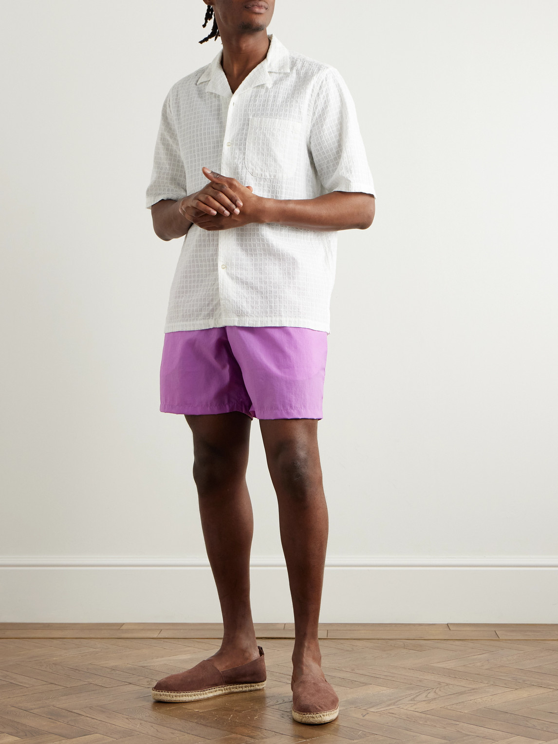 A Kind Of Guise Volta Straight-leg Recycled Micro-ripstop Drawstring Shorts In Pink