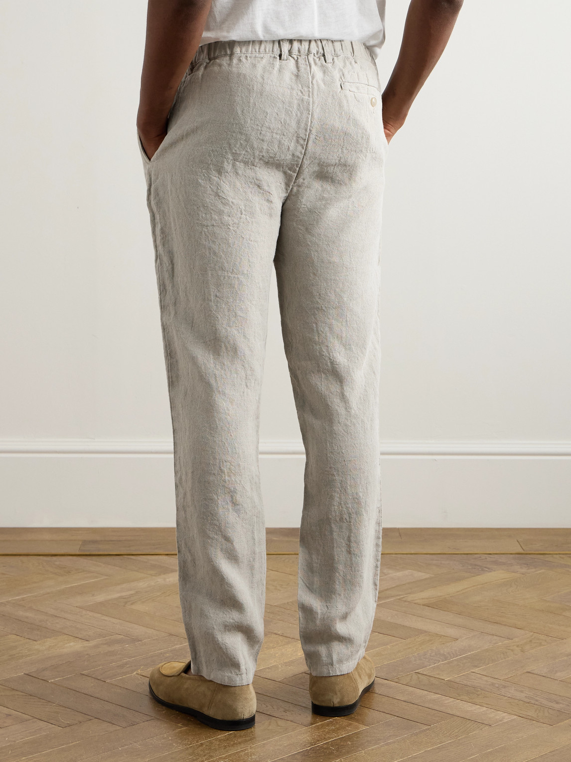 A Kind Of Guise Tapered Linen Trousers In Neutrals