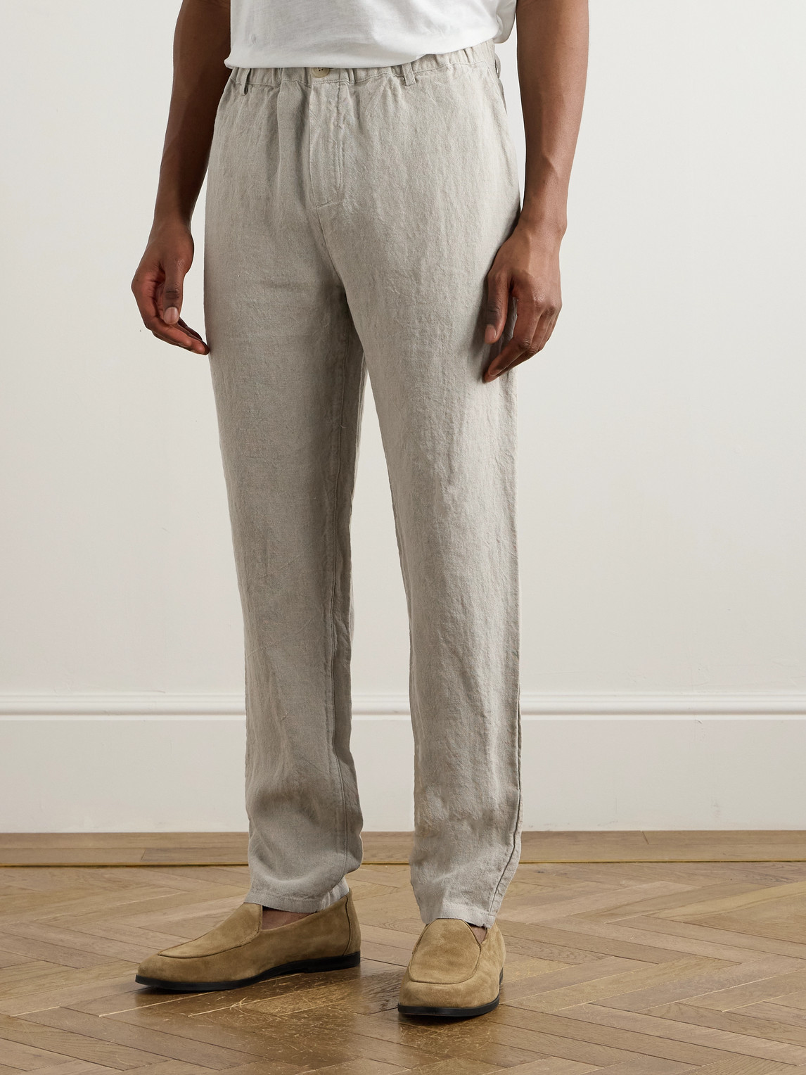 A Kind Of Guise Tapered Linen Trousers In Neutrals