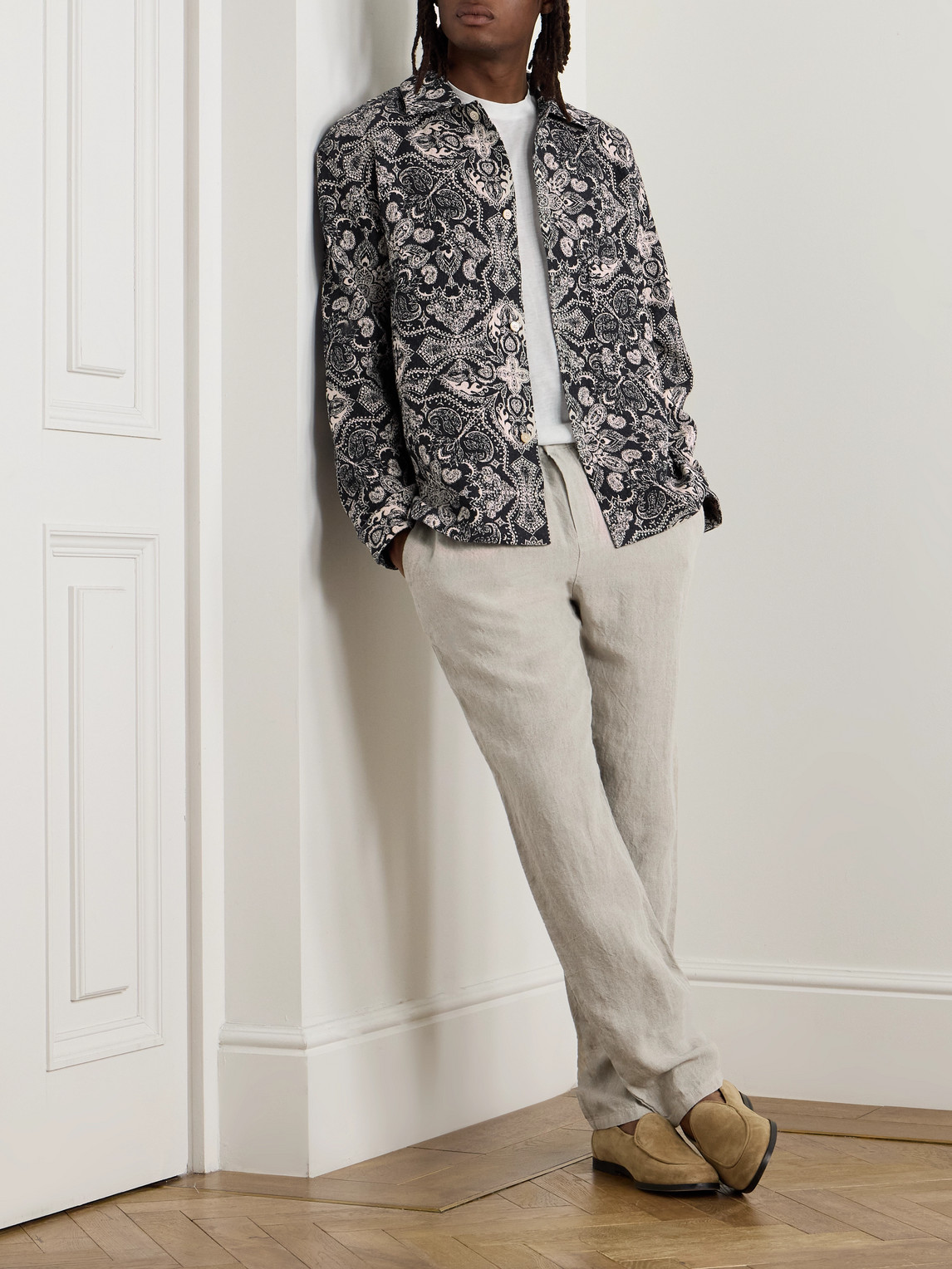 A Kind Of Guise Tapered Linen Trousers In Neutrals