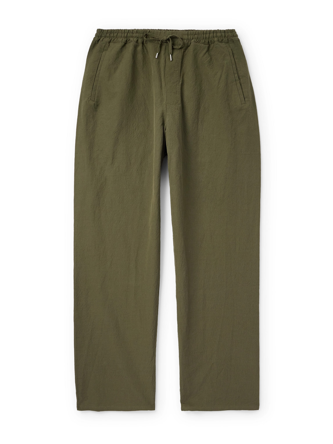 Samurai Wide-Leg Cotton and Linen-Blend Seersucker Drawstring Suit Trousers