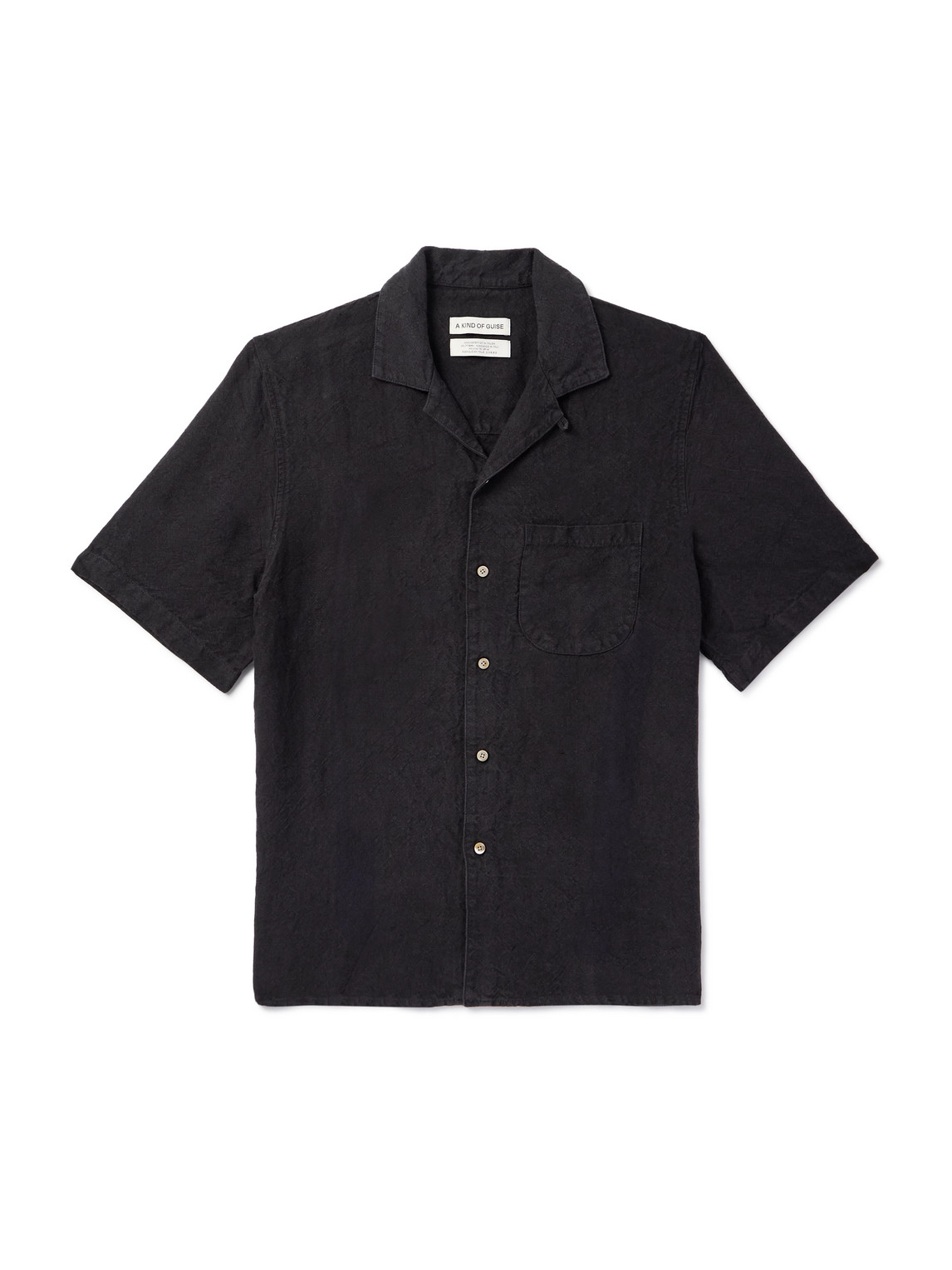 A Kind Of Guise Convertible-collar Linen Shirt In Black
