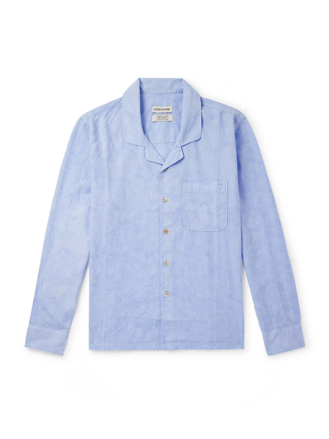 A Kind Of Guise Camp-collar Garment-dyed Cotton Shirt In Blue