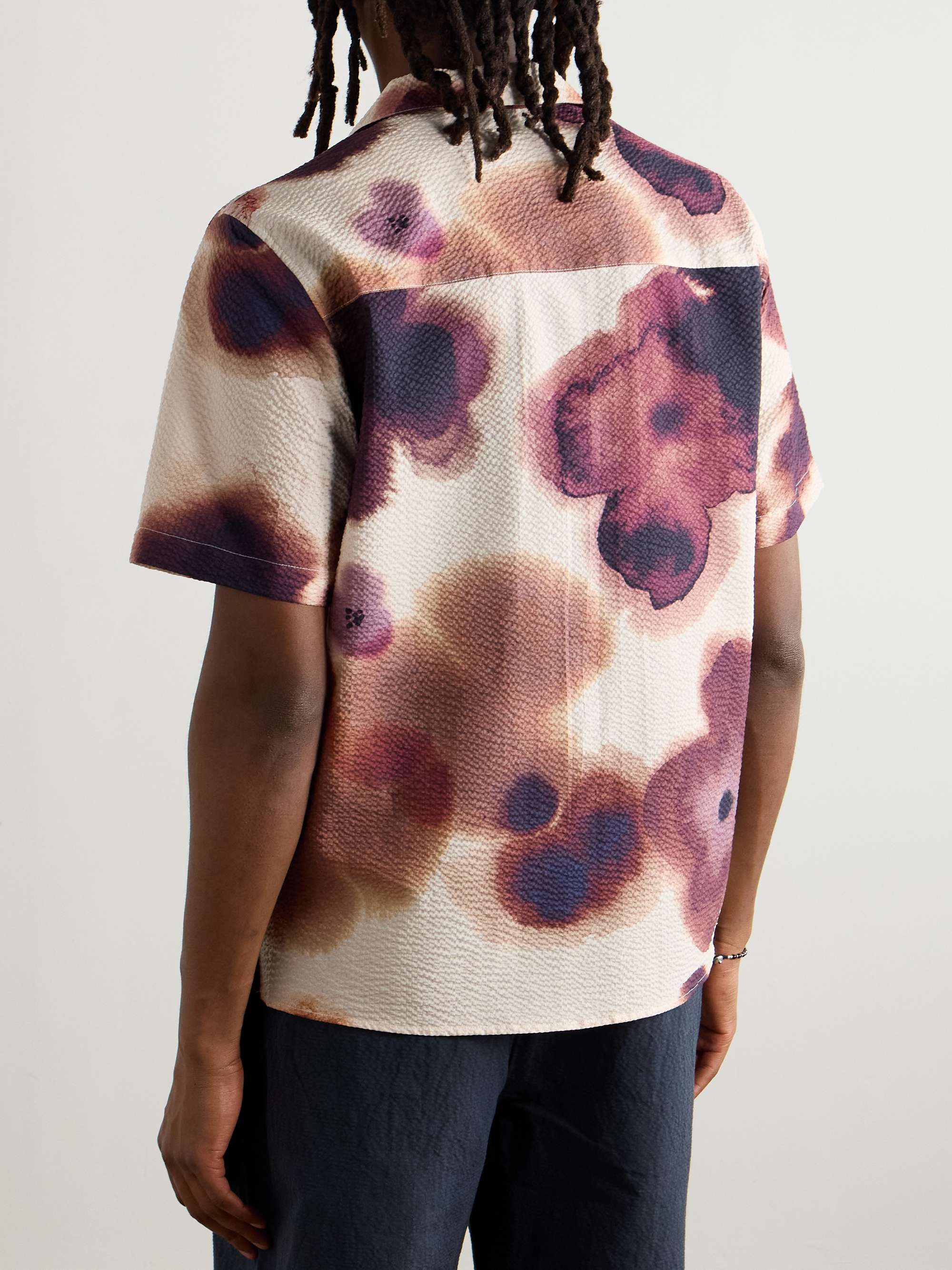 A KIND OF GUISE Gioia Convertible-Collar Printed Cotton-Seersucker Shirt