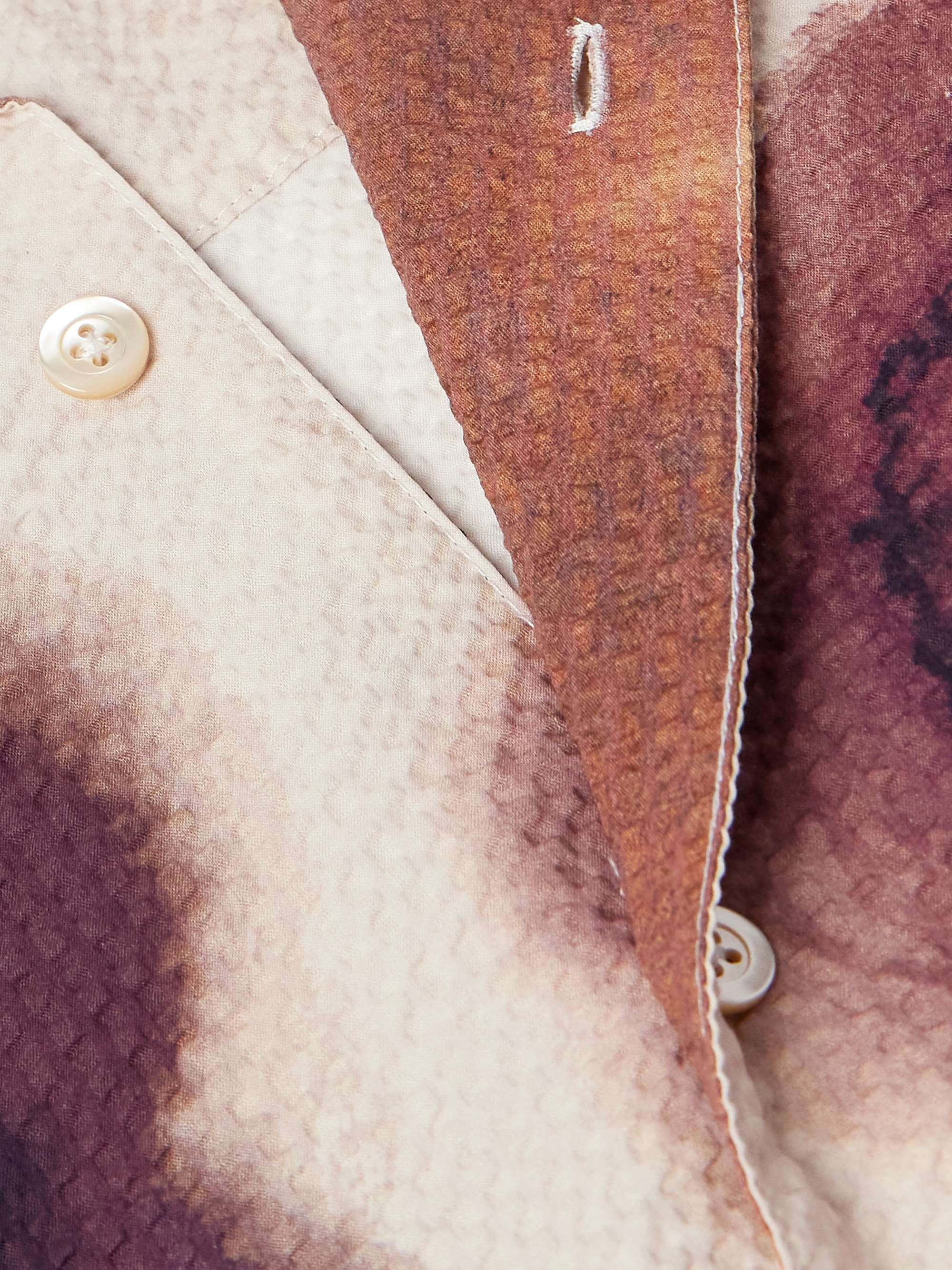 A KIND OF GUISE Gioia Convertible-Collar Printed Cotton-Seersucker Shirt