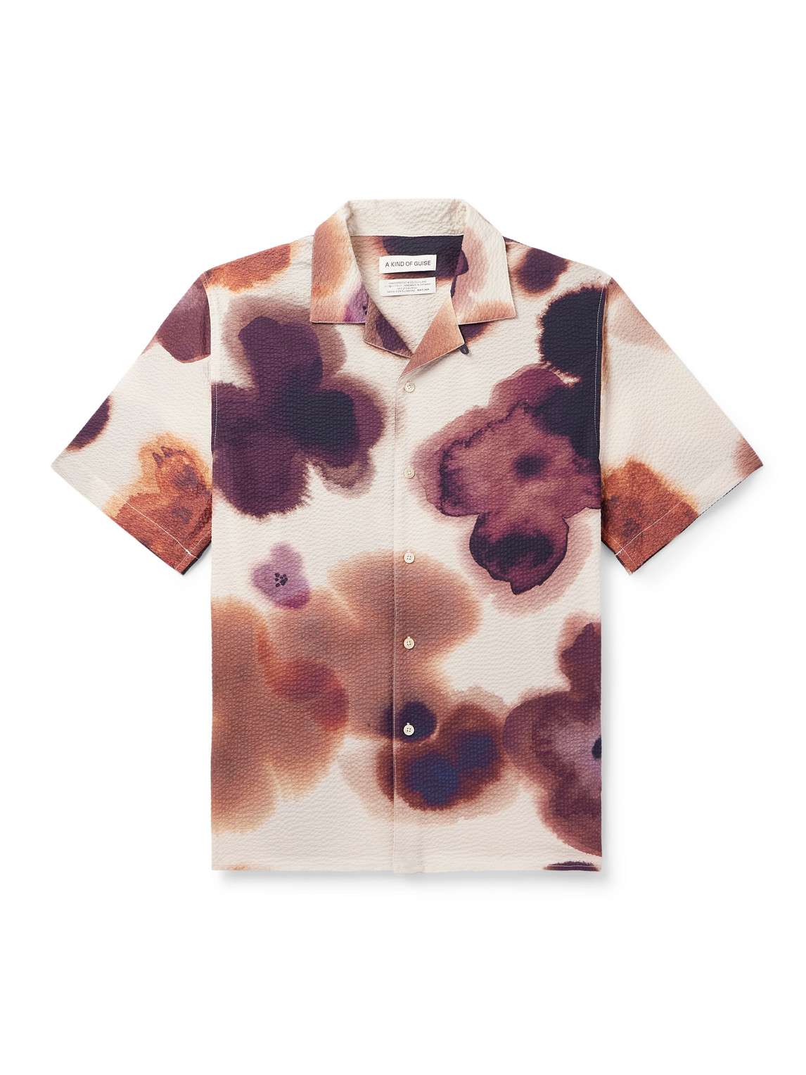 A Kind Of Guise Gioia Convertible-collar Printed Cotton-seersucker Shirt In Purple