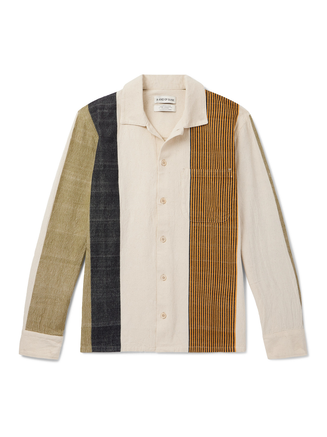 A Kind Of Guise Atrato Patchwork Cotton-canvas Shirt In Multi