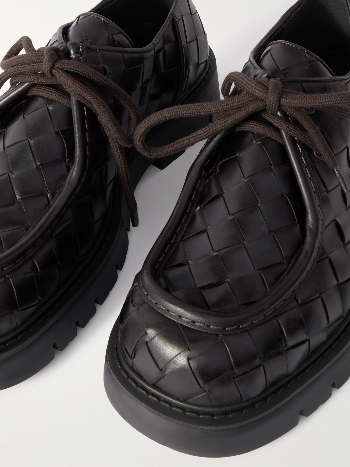 Bottega Veneta - Intrecciato Leather Derby Shoes - Curated Menswear
