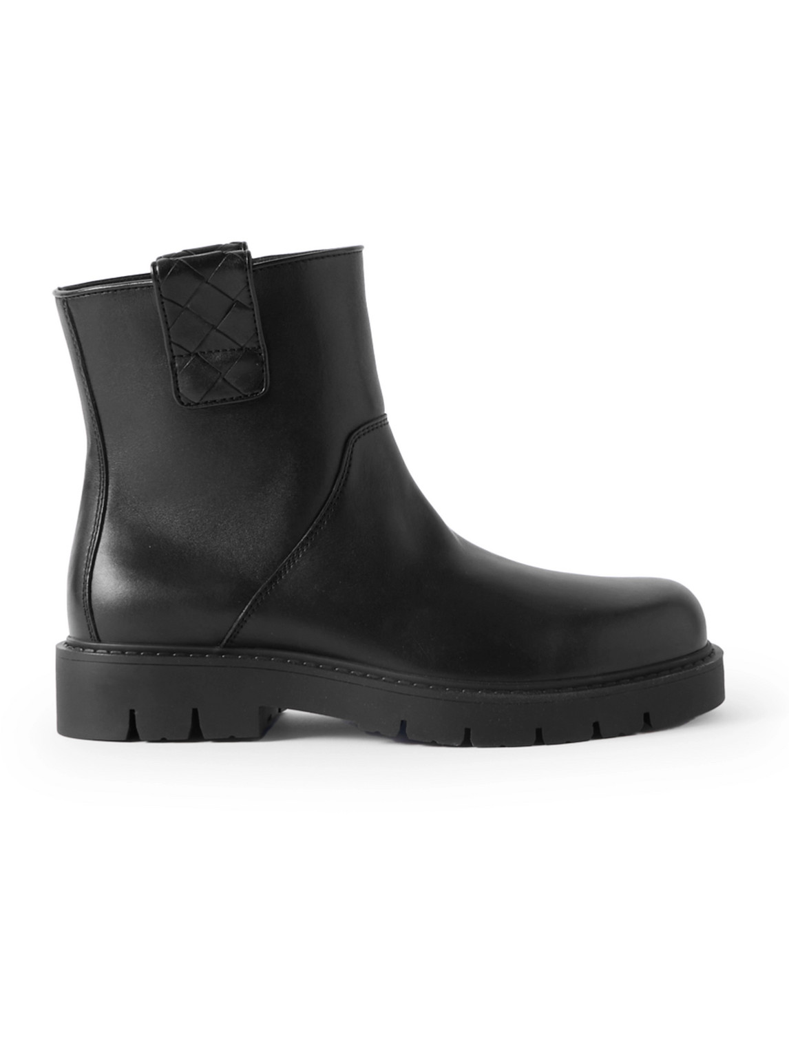 Bottega Veneta Haddock Intrecciato-detailed Leather Boots In Black