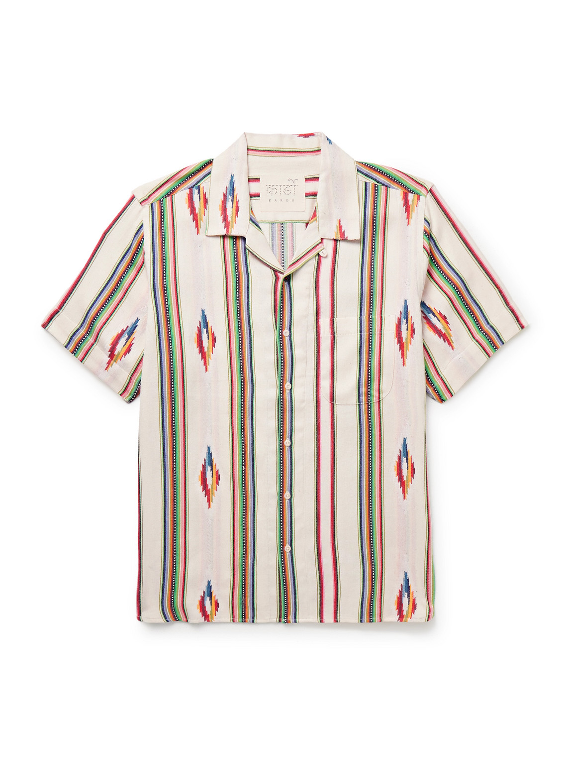 Kardo Lamar Convertible-collar Cotton-jacquard Shirt In Neutrals