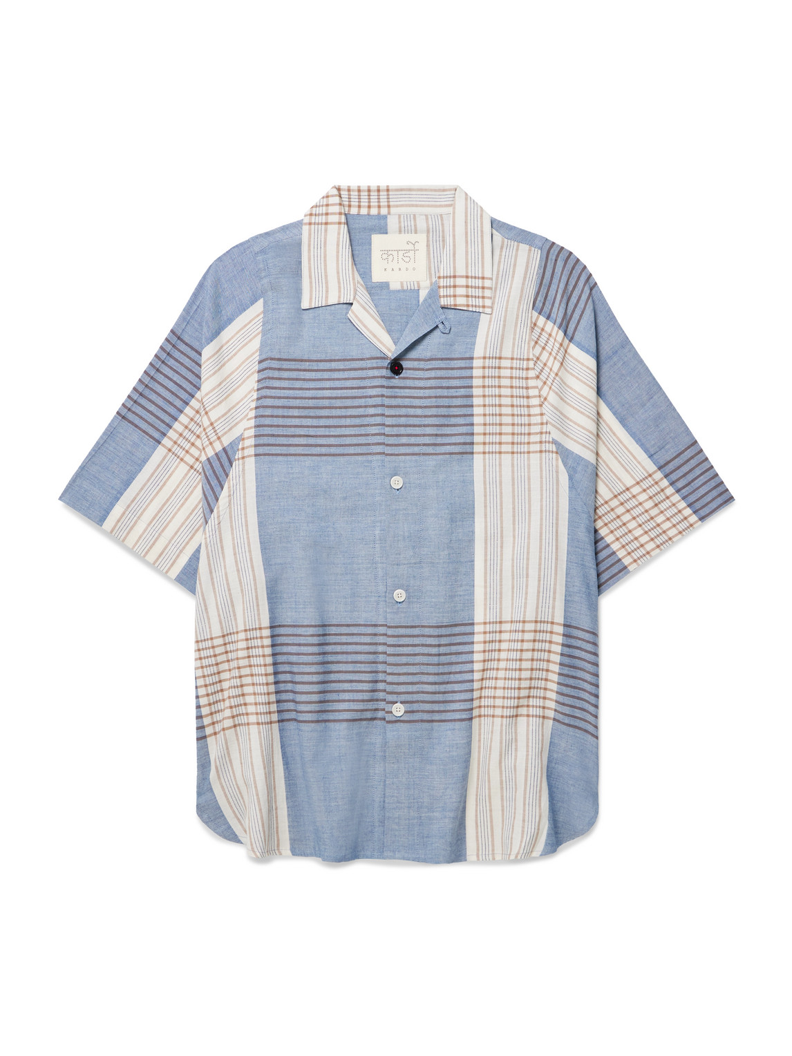 Kardo Yusuke Convertible-collar Checked Cotton Shirt In Blue