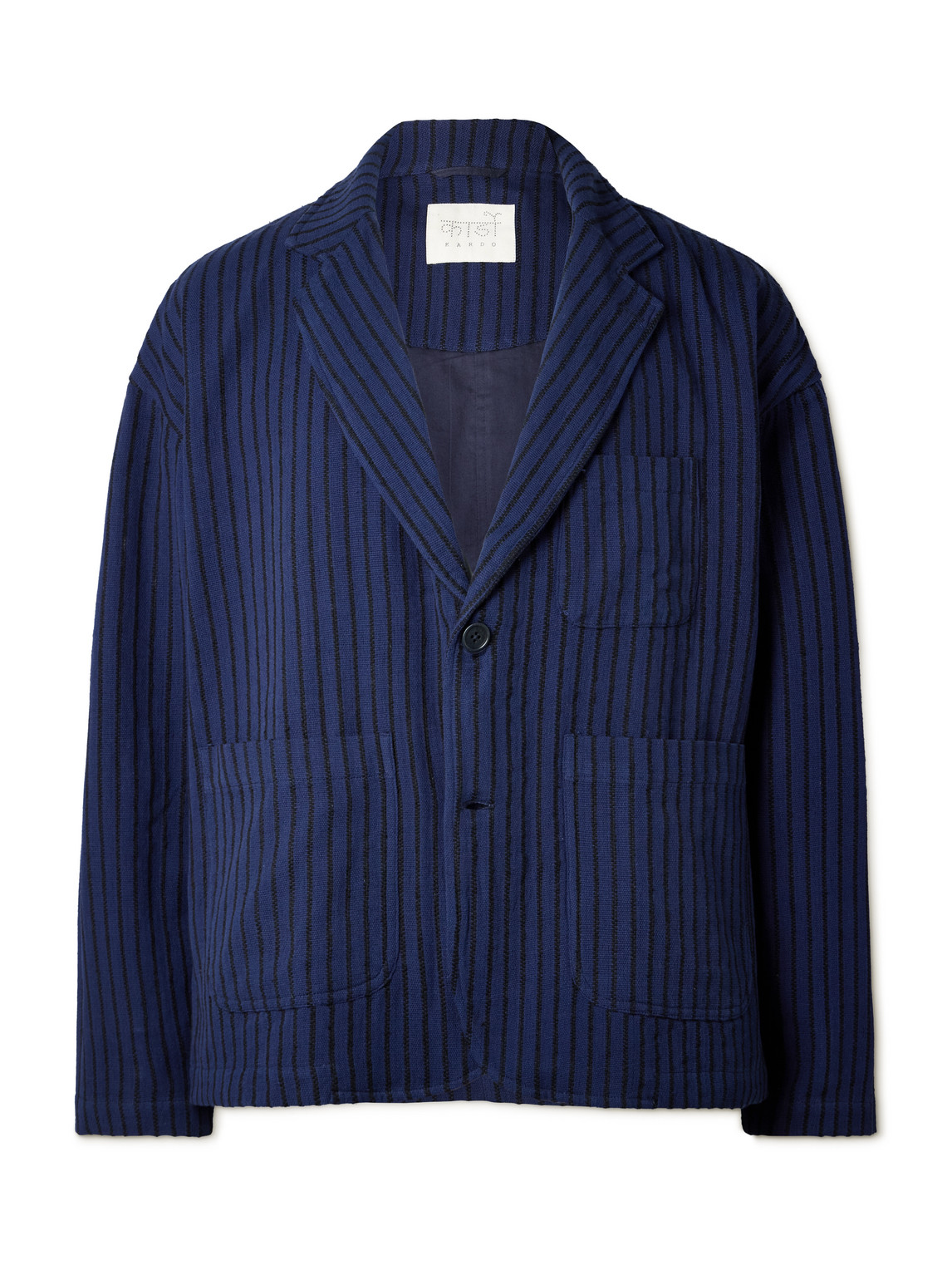 Kardo Hugh 2.0 Unstructured Striped Cotton Suit Jacket In Blue