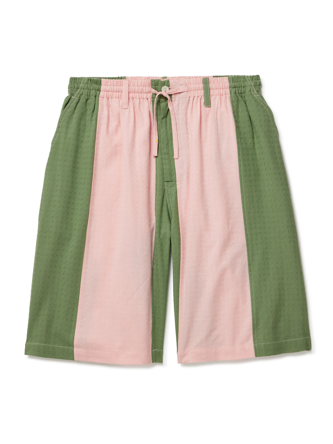 Milo Straight-Leg Striped Cotton-Jacquard Drawstring Shorts