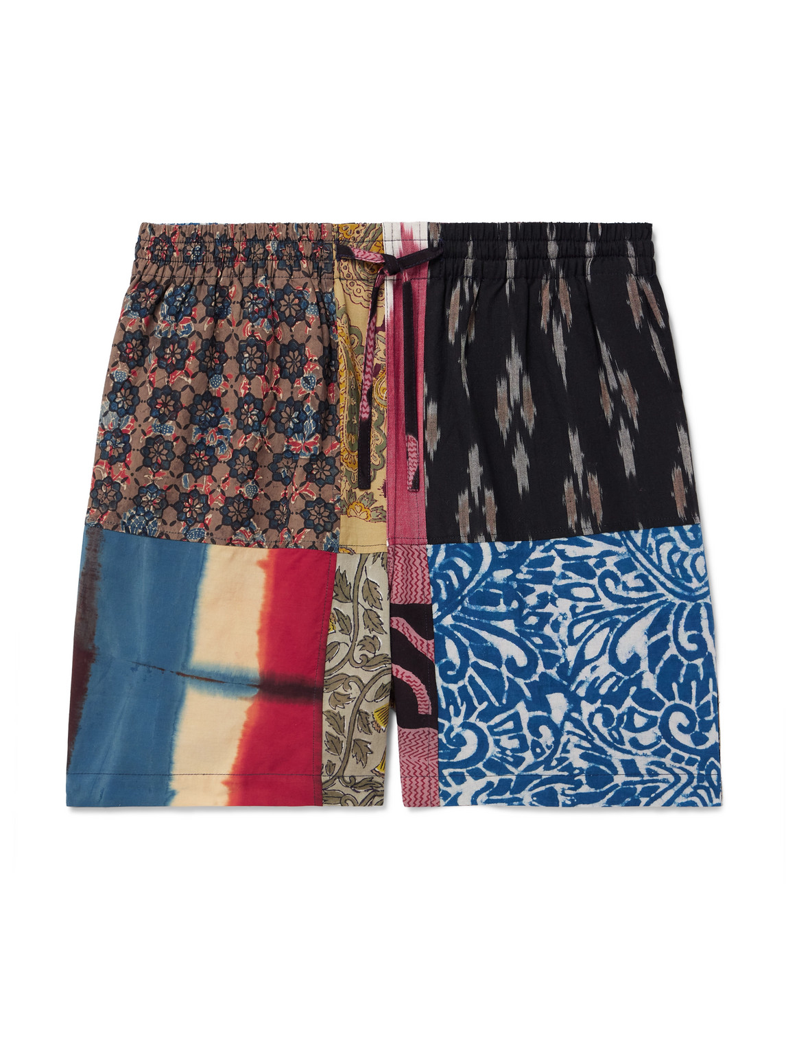 Olbia Patchwork Printed Cotton Drawstring Shorts