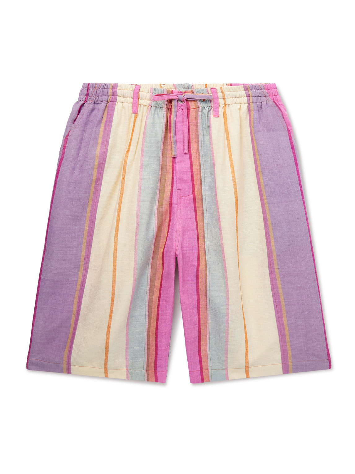 Milo Straight-Leg Striped Silk Drawstring Shorts