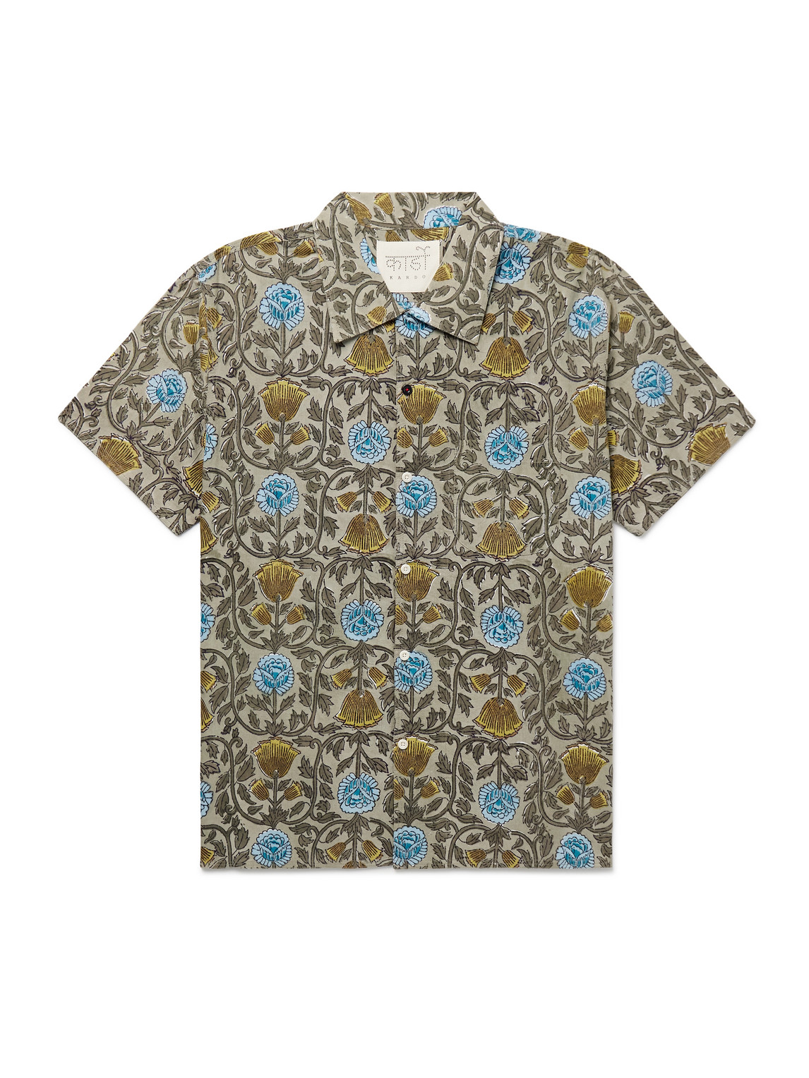 Kardo Chintan Floral-print Cotton Shirt In Green