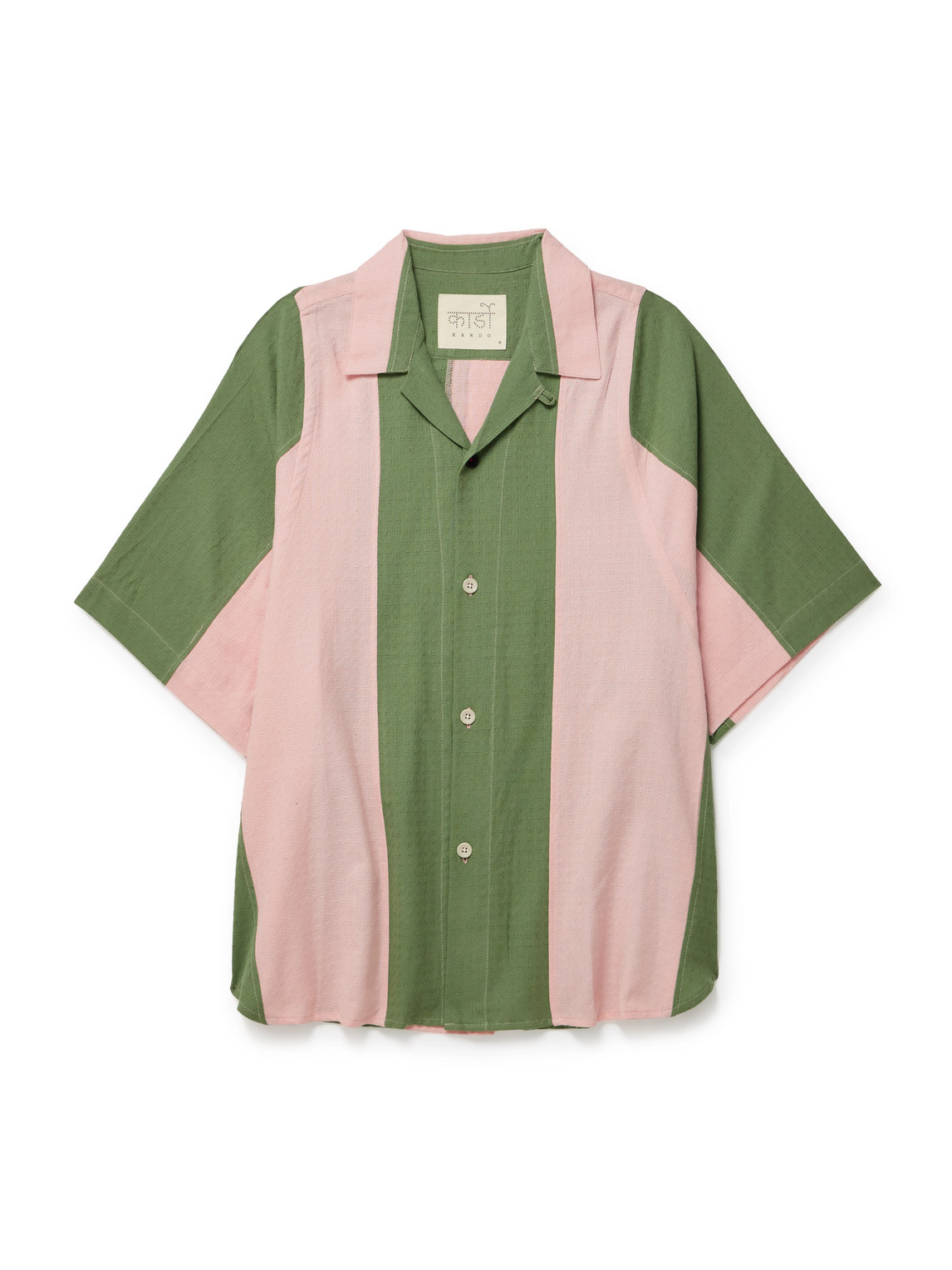 Kardo Yusuke Convertible-collar Striped Cotton-jacquard Shirt
