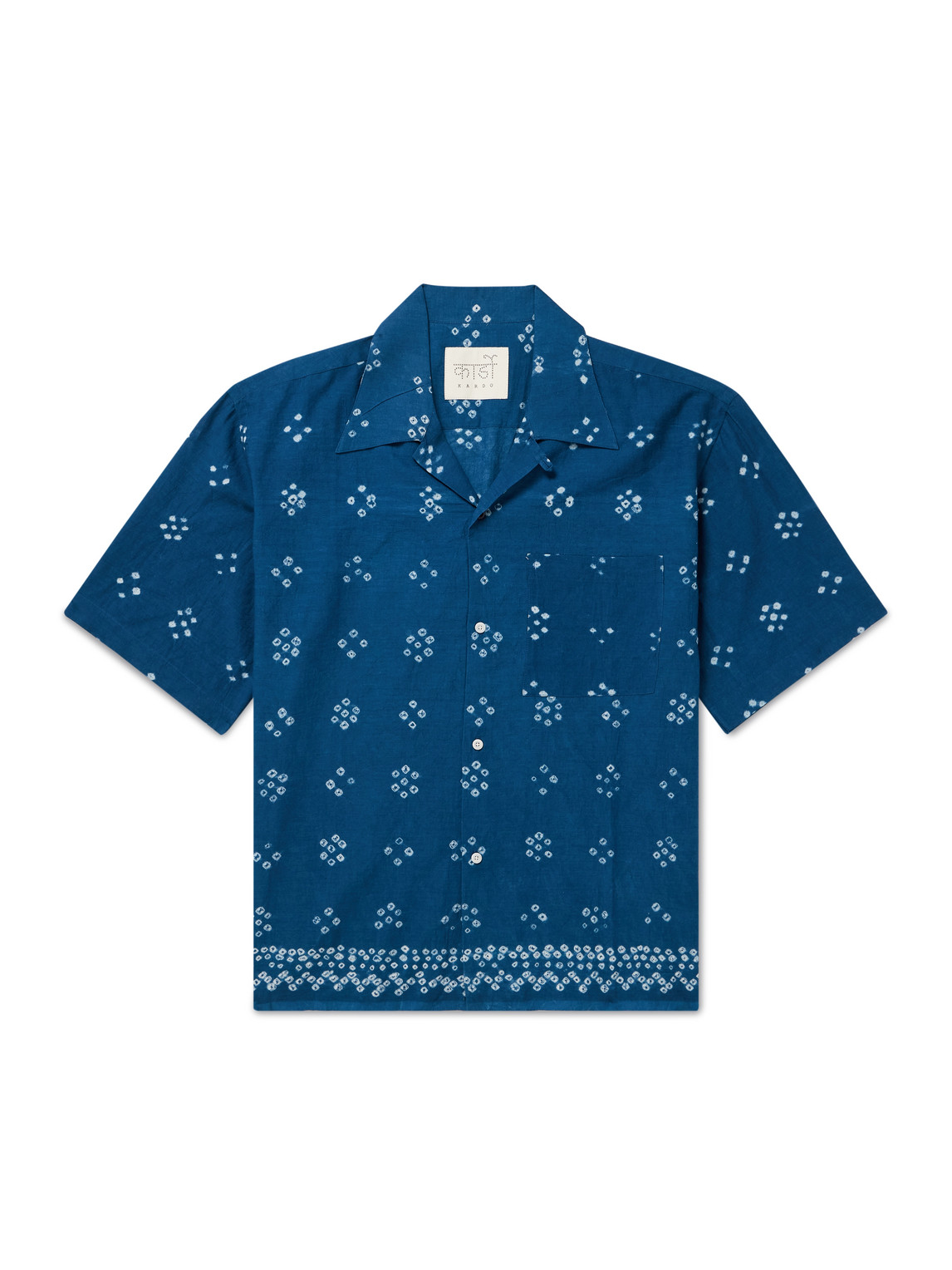 Kardo Rohit Convertible-collar Printed Cotton Shirt In Blue