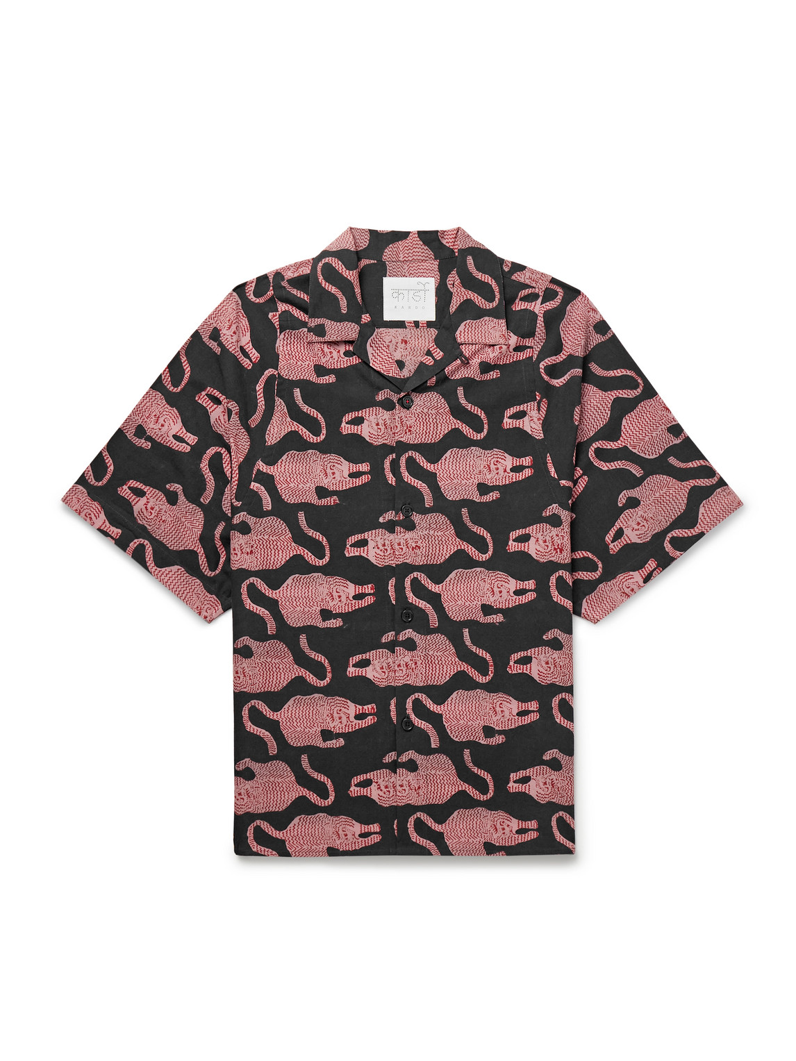 Kardo Yusuke Convertible-collar Printed Cotton Shirt In Pink