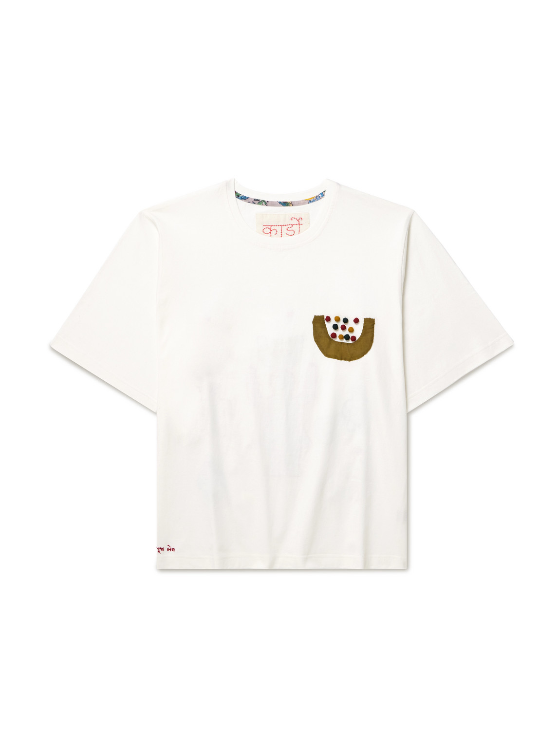 Kardo Embroidered Appliquéd Cotton-jersey T-shirt In White