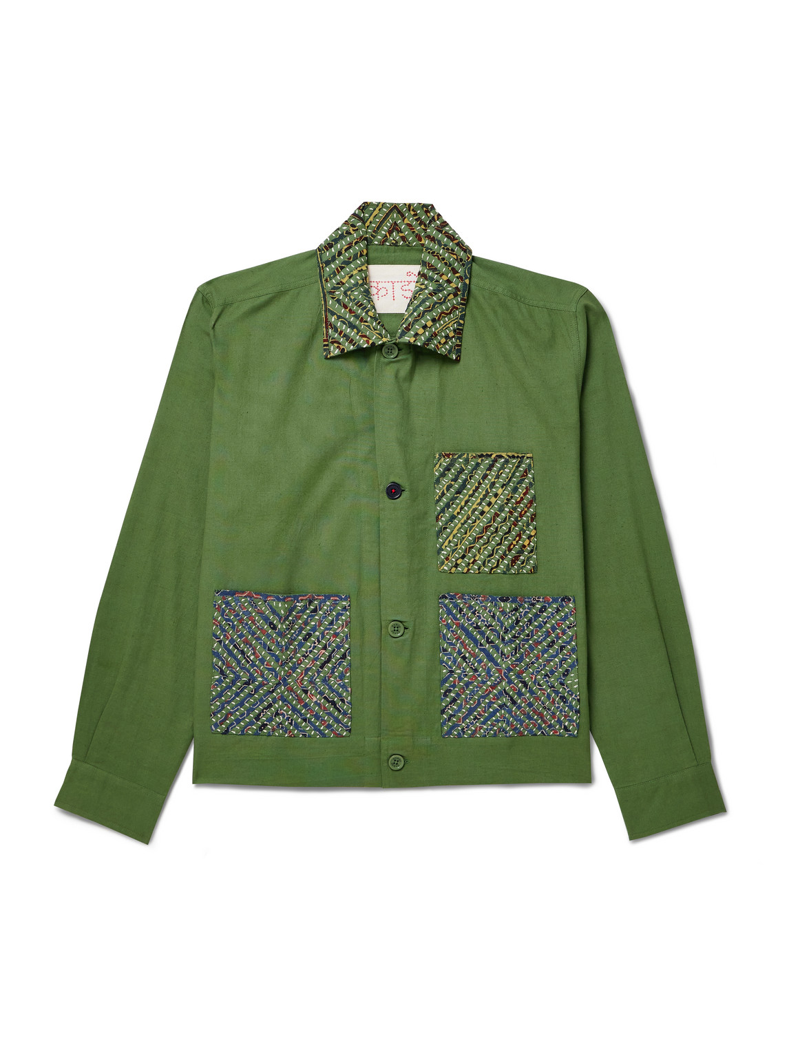 Kardo Bodhi Appliquéd Embroidered Cotton Overshirt In Green