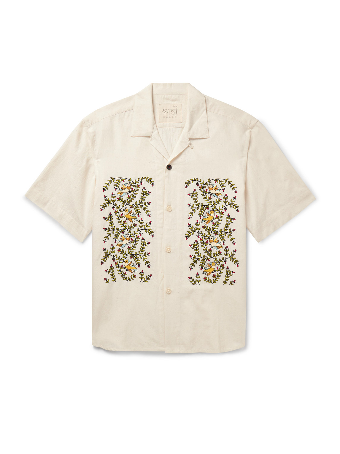 Kardo Ronen Convertible-collar Embroidered Cotton Shirt