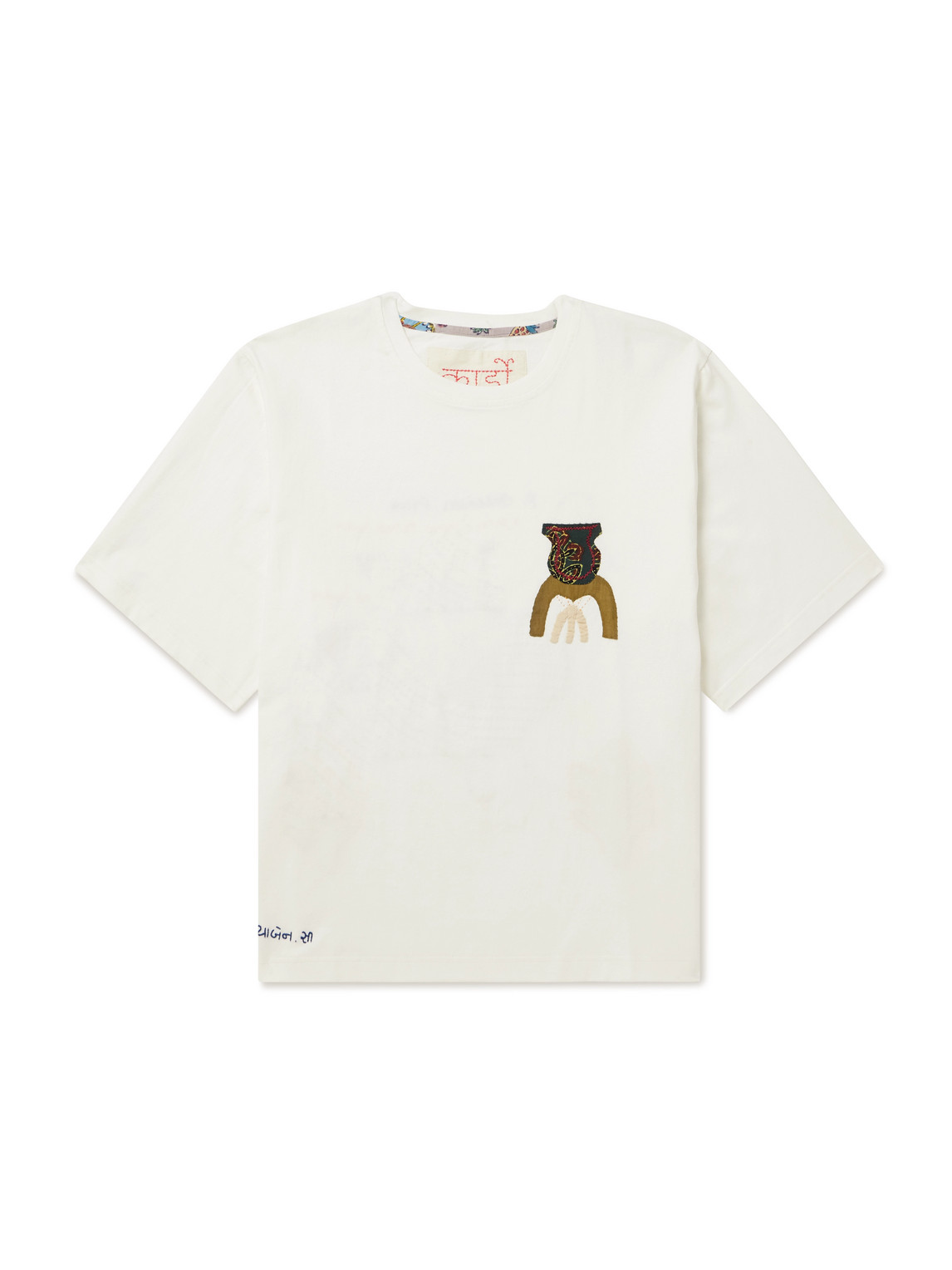 Kardo Appliquéd Embroidered Cotton-jersey T-shirt In White
