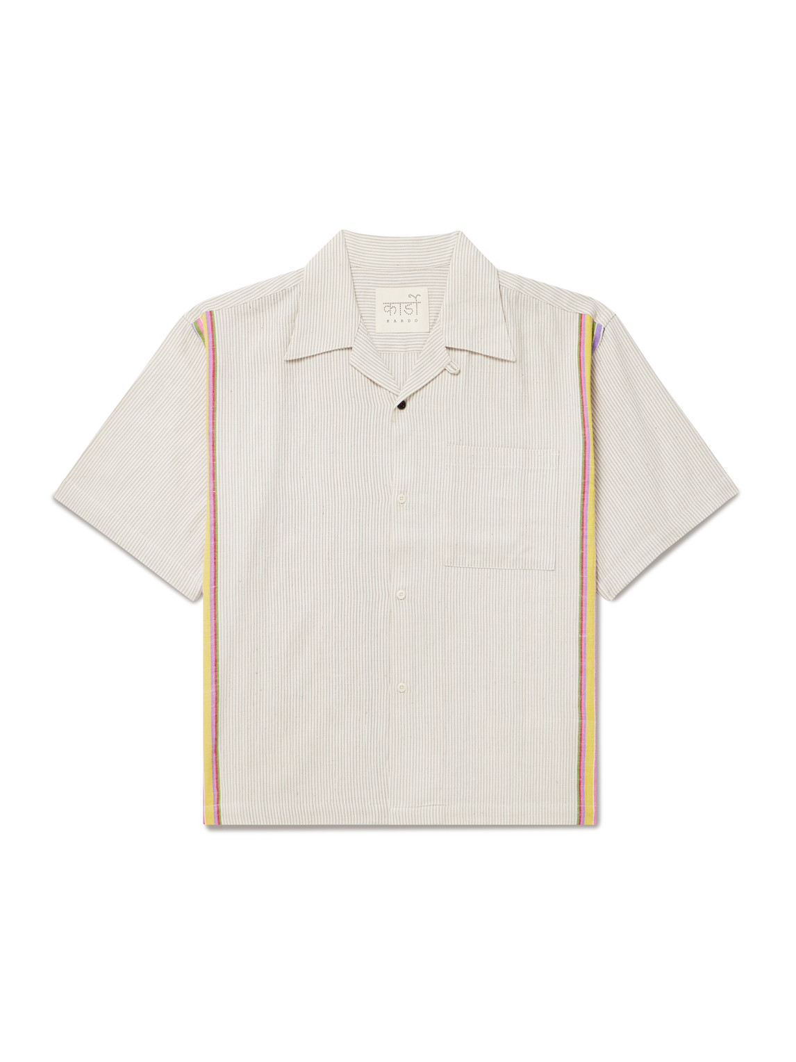 Kardo Rohit Convertible-collar Striped Cotton Shirt In Neutrals