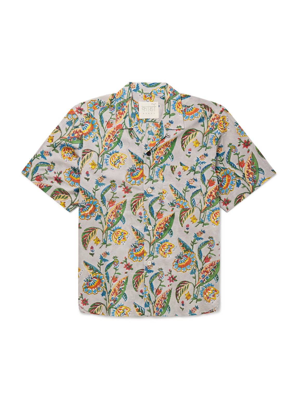 Kardo Ronen Convertible-collar Printed Cotton Shirt In Green