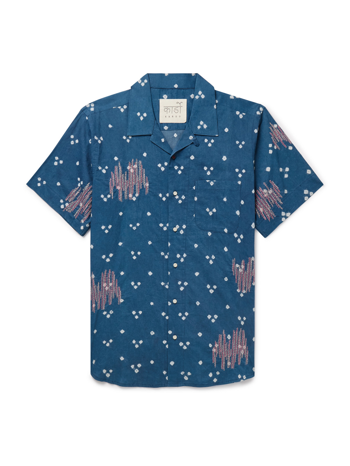 Kardo Lamar Convertible-collar Embroidered Printed Cotton-voile Shirt