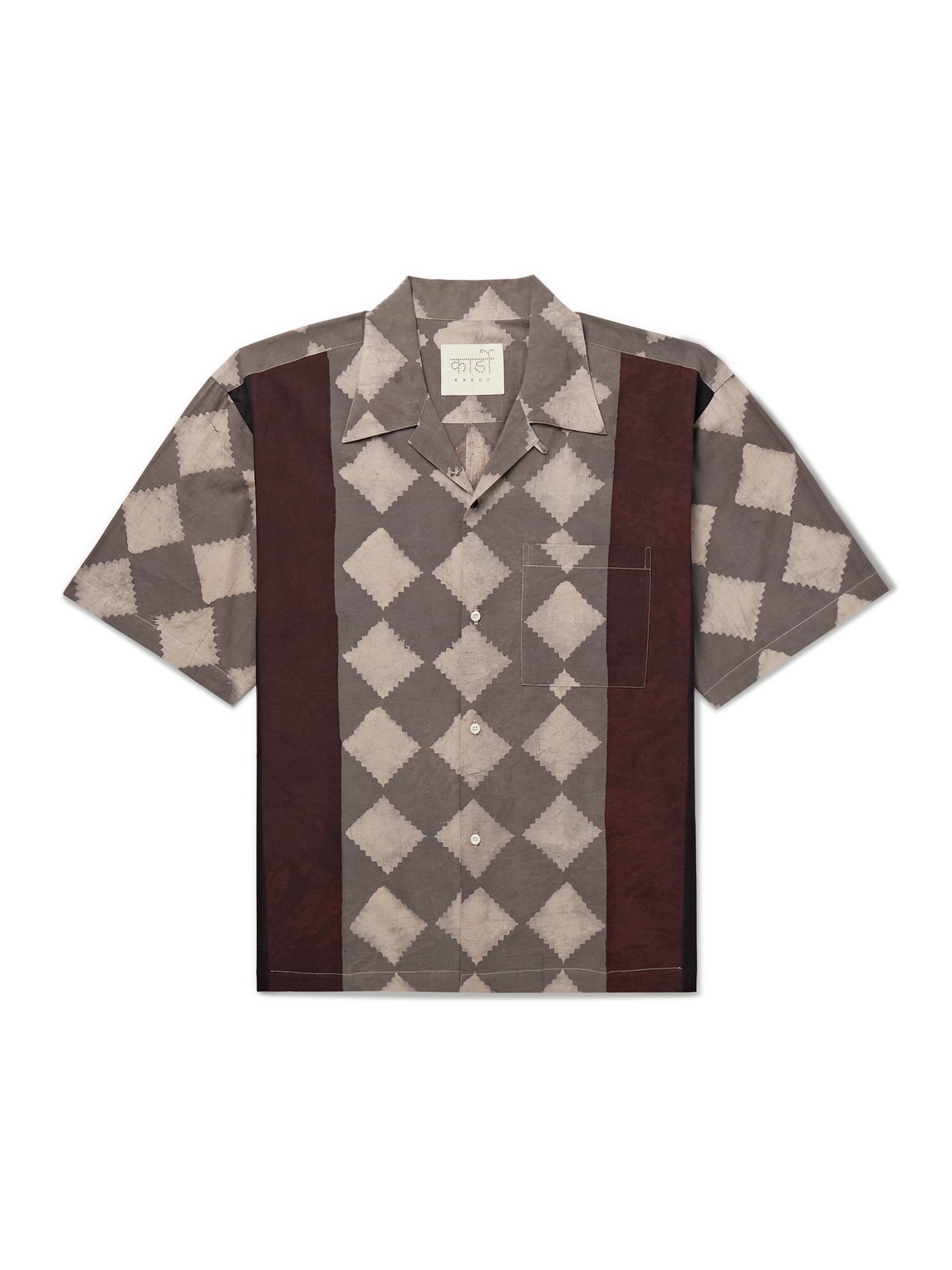 Kardo Rohit Convertible-collar Printed Cotton Shirt In Neutrals