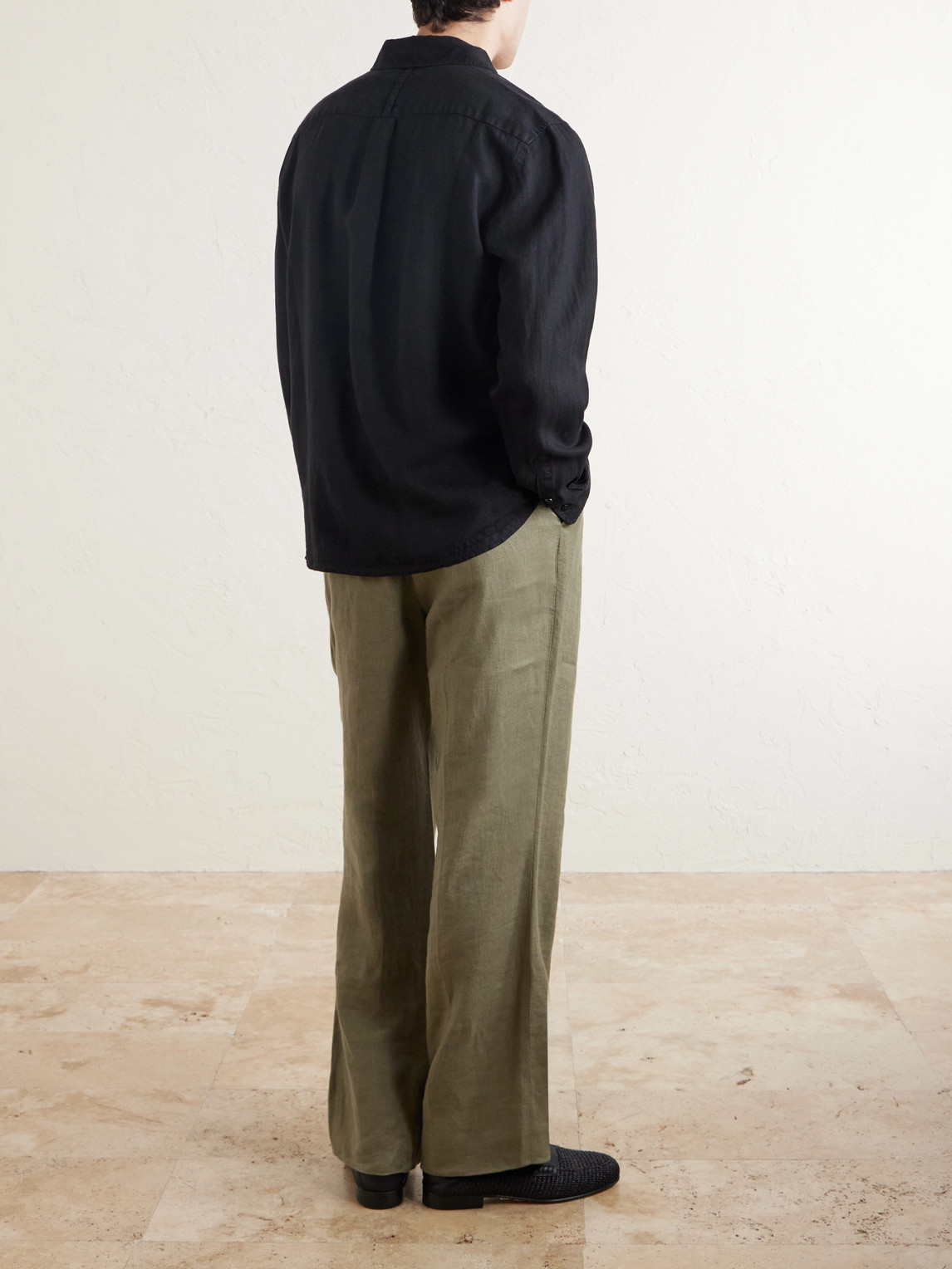  Mr P. - Garment-dyed Linen Shirt - Men - Black - S 