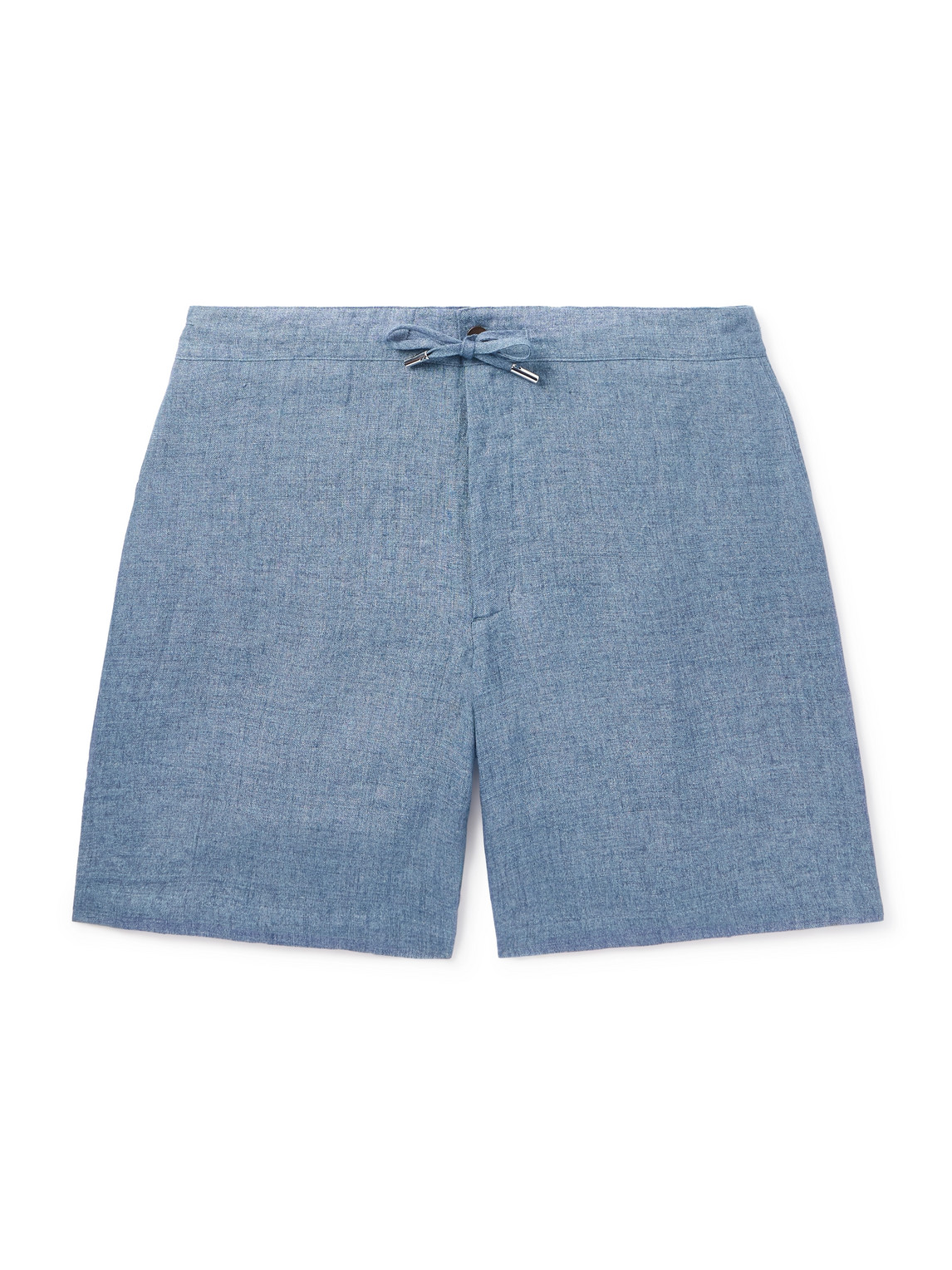 Straight-Leg Linen-Chambray Drawstring Shorts