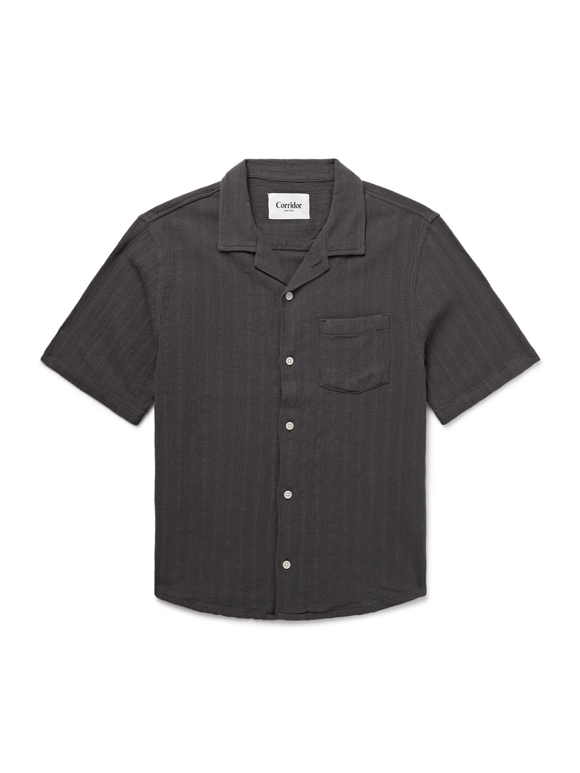 Corridor Camp-collar Cotton Shirt In Grey