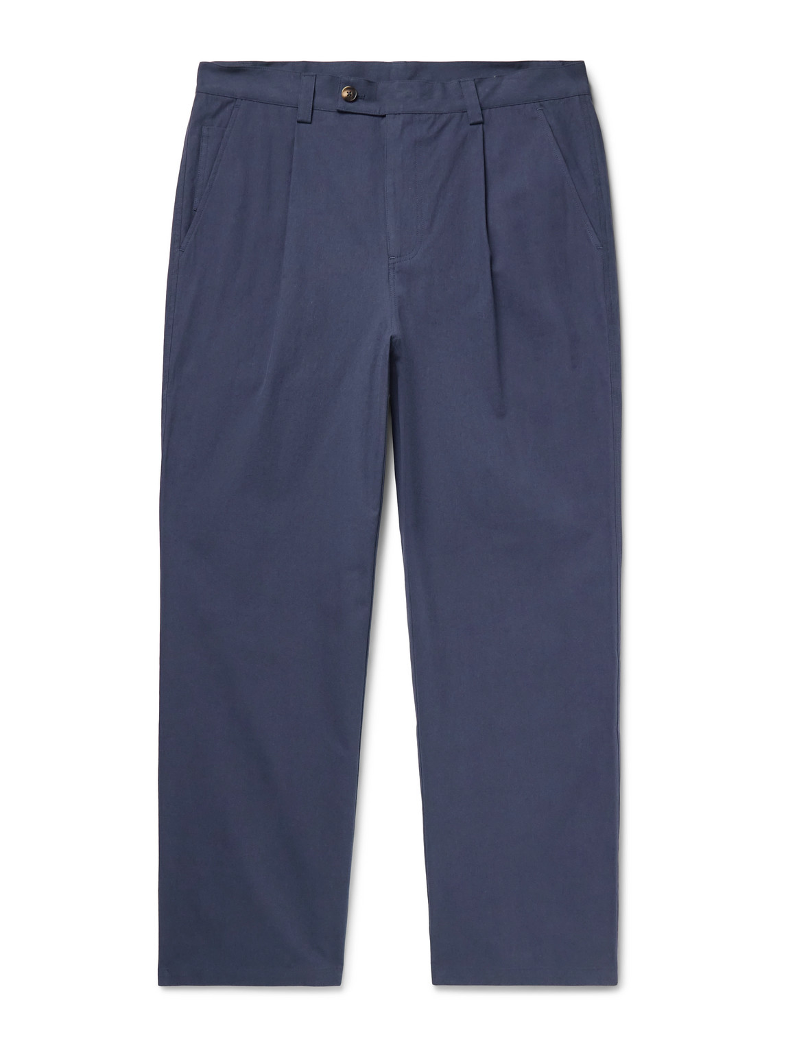 Corridor Straight-leg Pleated Cotton-sateen Trousers In Blue