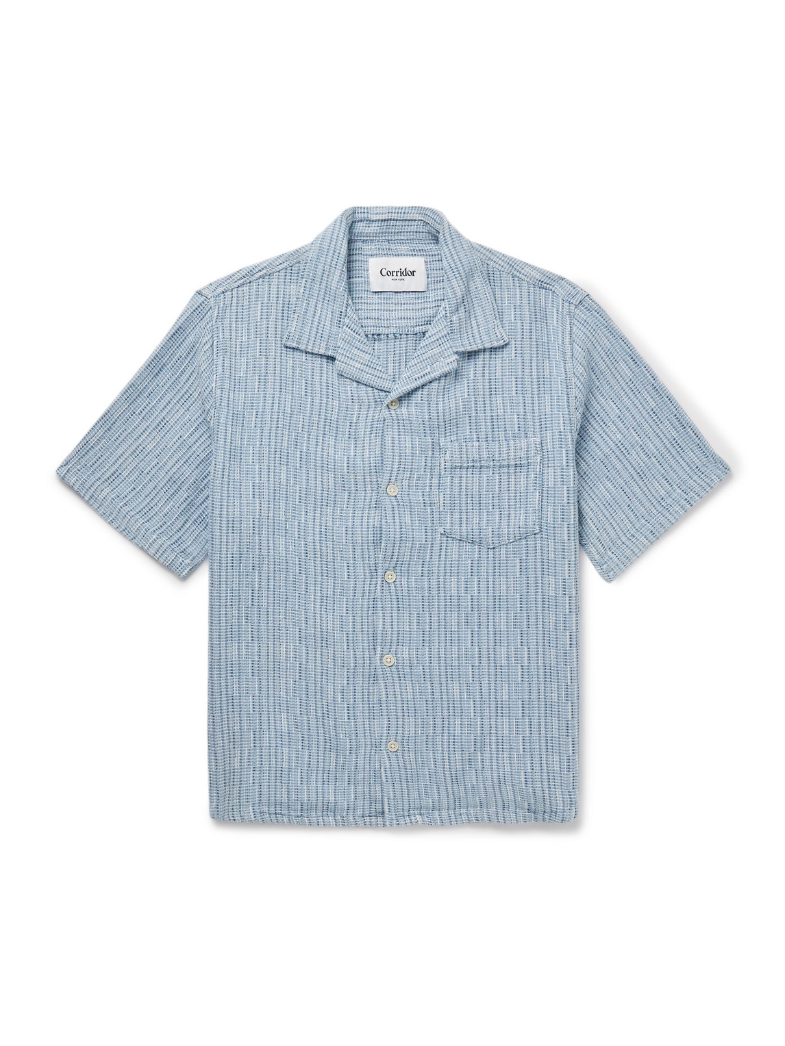Camp-Collar Textured-Cotton Shirt