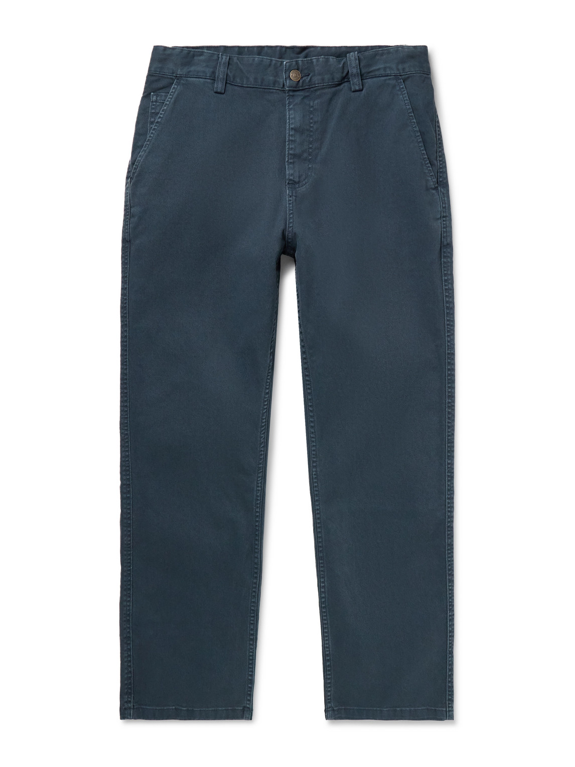 Corridor Straight-leg Garment-dyed Stretch-cotton Twill Trousers In Blue