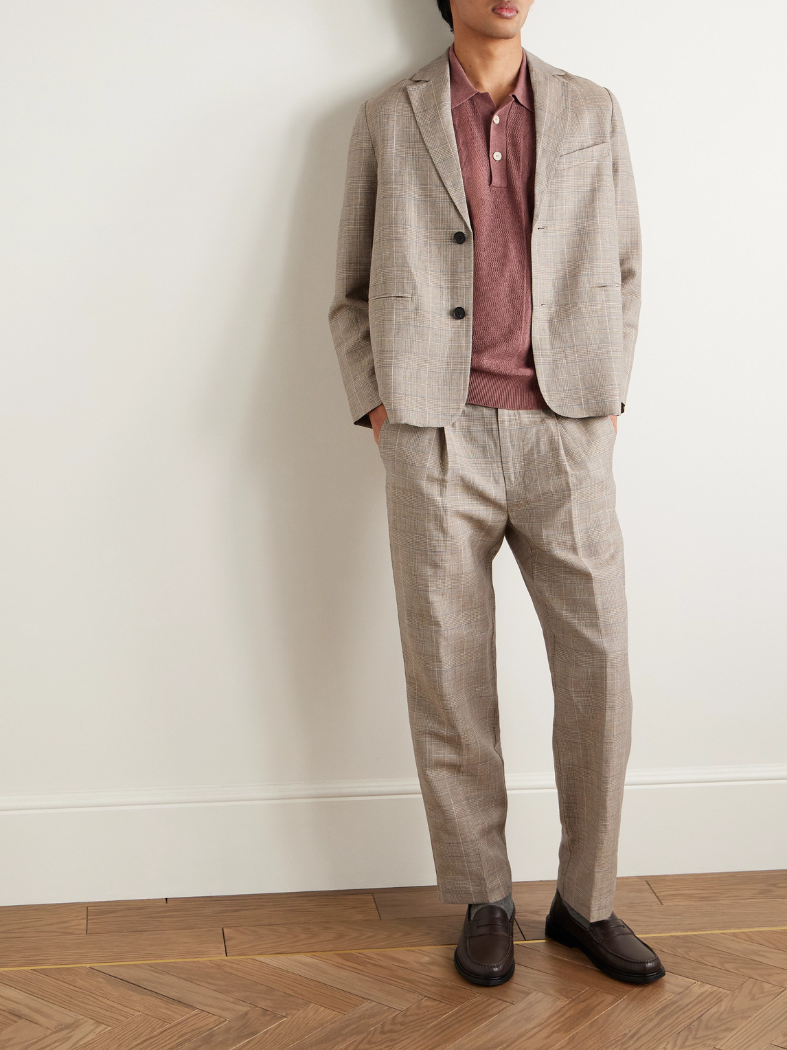 Corridor Checked Linen And Wool-blend Blazer In Neutrals