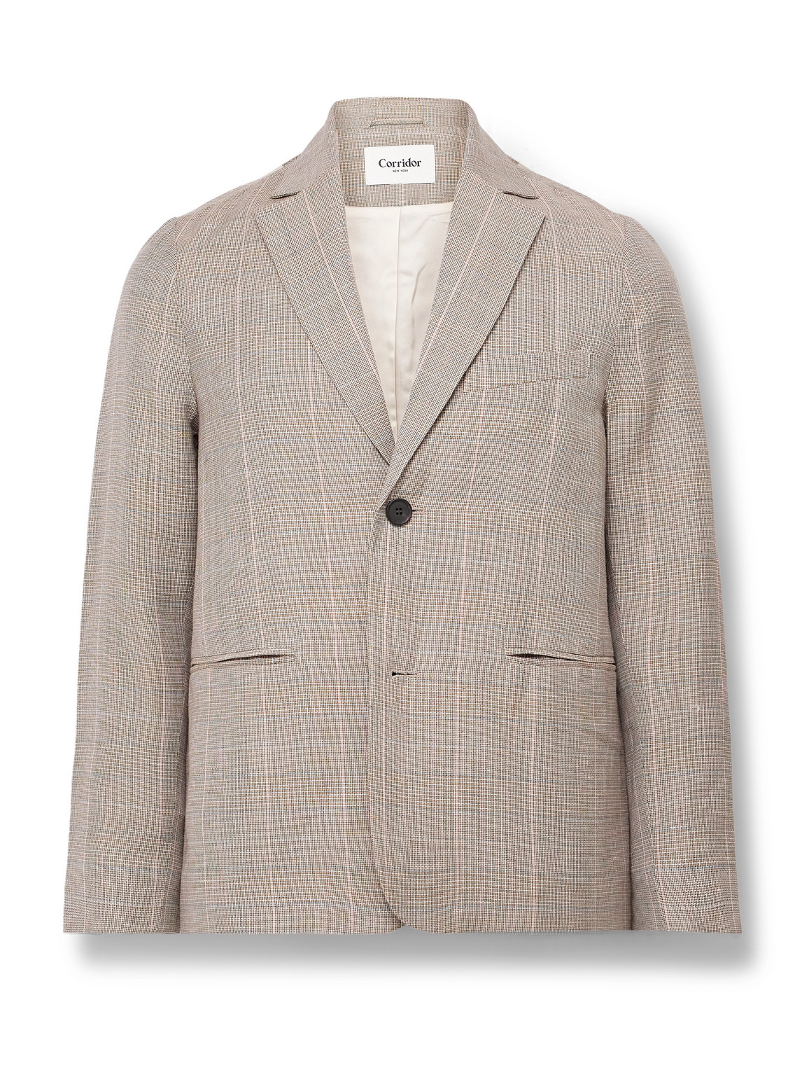 Corridor Checked Linen And Wool-blend Blazer In Neutrals