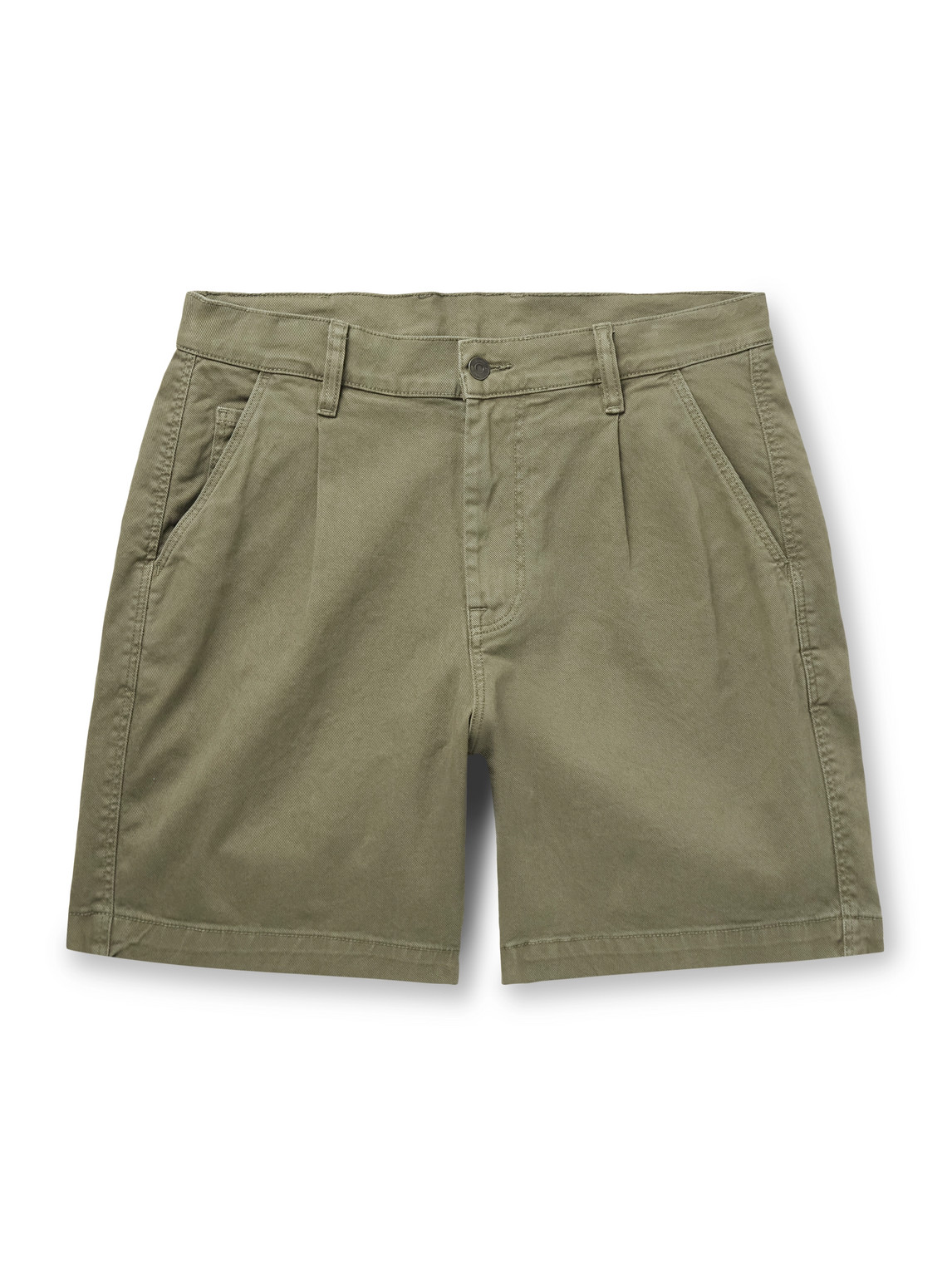 Corridor Straight-leg Pleated Garment-dyed Cotton-blend Twill Shorts In Green