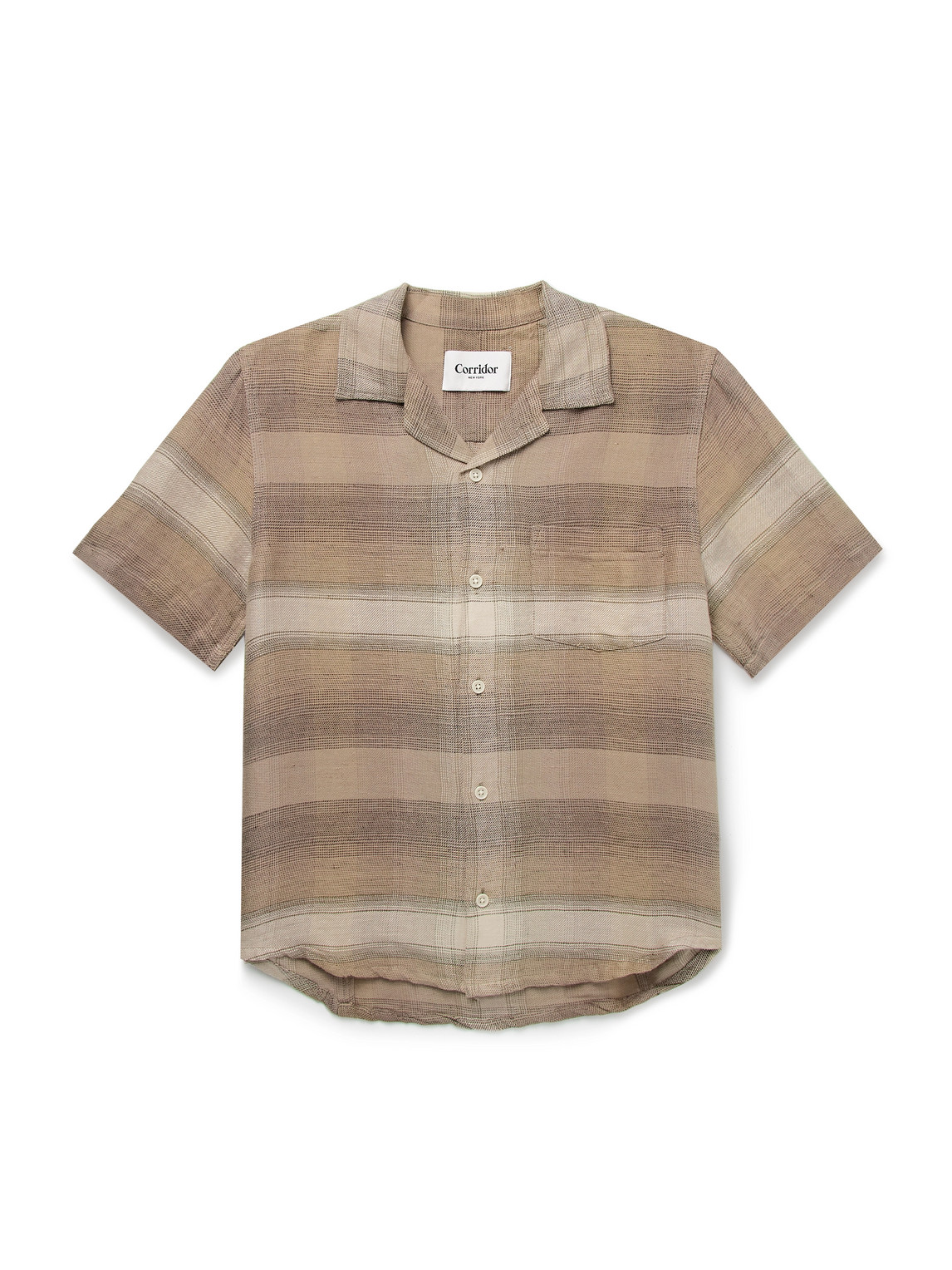 Corridor Asheville Convertible-collar Checked Linen And Cotton-blend Shirt