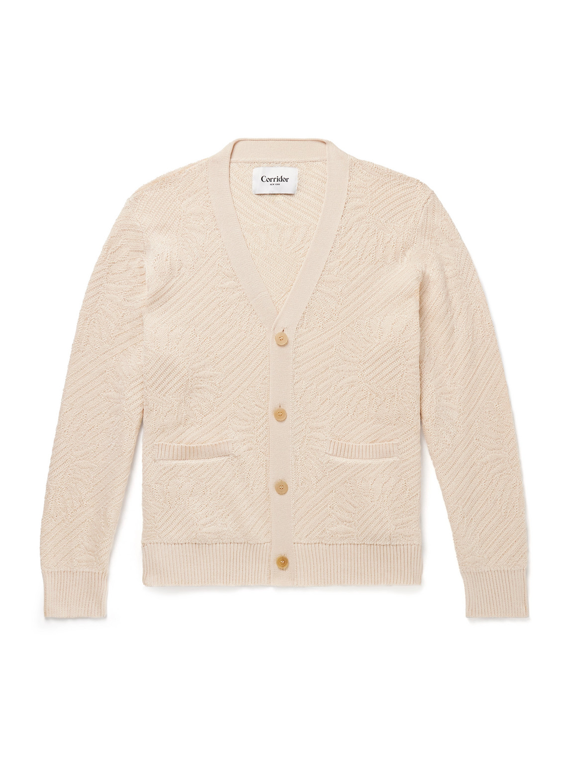 Corridor Sunflower Jacquard-knit Organic Mercerised Cotton Cardigan In Neutrals